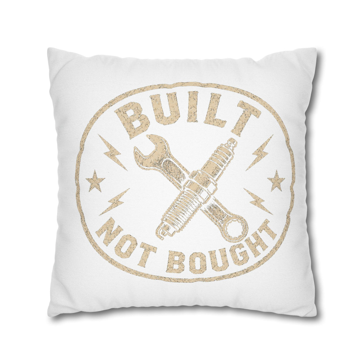 Built Not Bought Decorative Pillowcase Milo Bailey Dog Dad Mom — Mechanic Tool Wrench Spark Plug Graphic