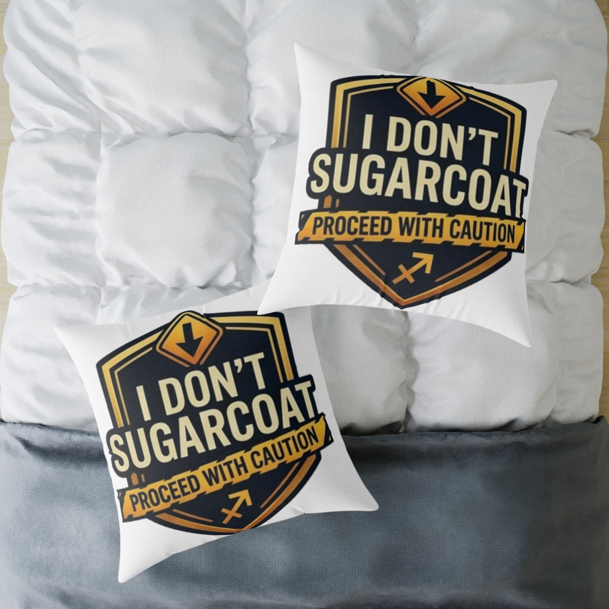 Sagittarius Zodiac I Don't Sugarcoat Process With Caution Square Poly Canvas Pillow