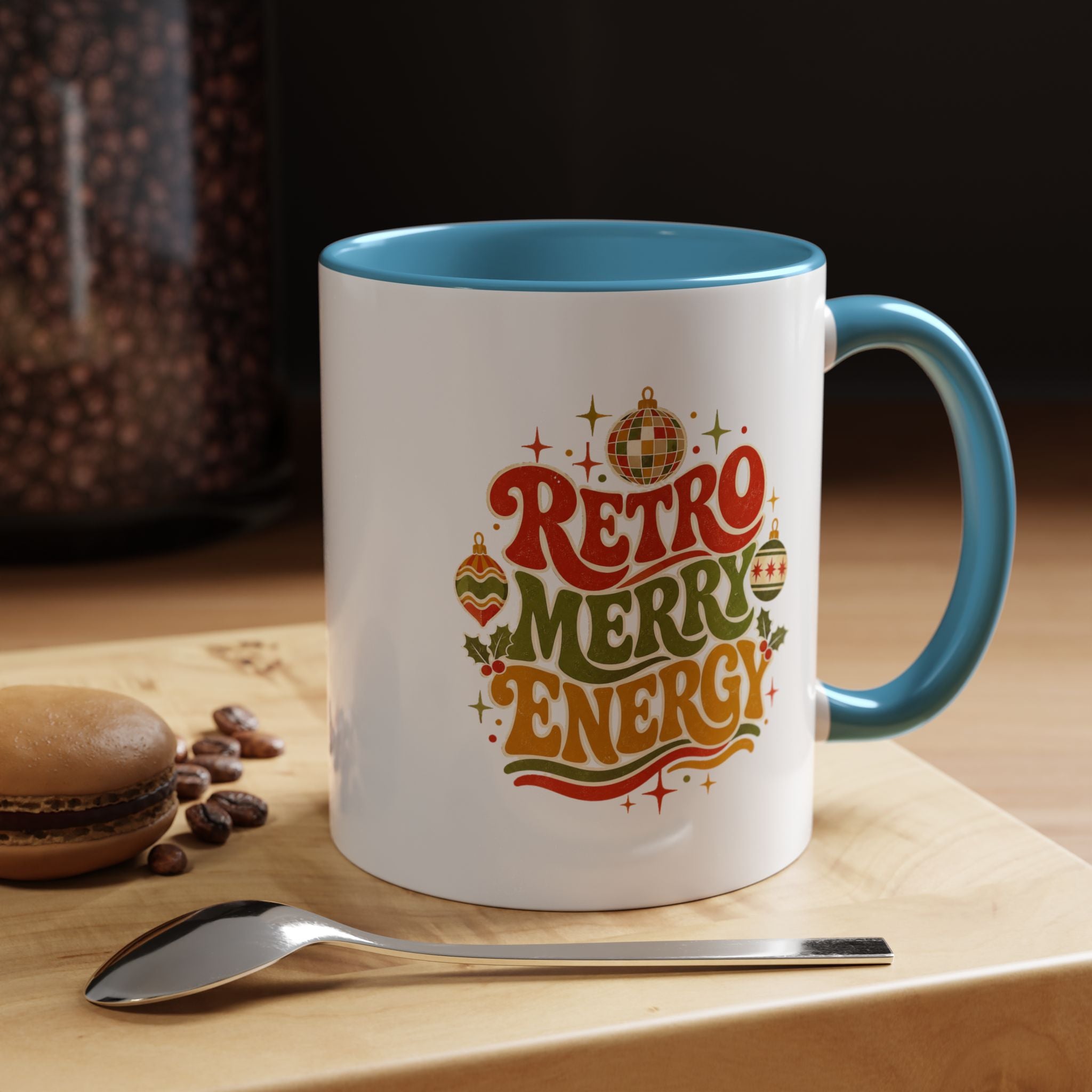 Modern Day Christmas Retro Merry Energy Coffee Mug — Festive 70s Holiday Design