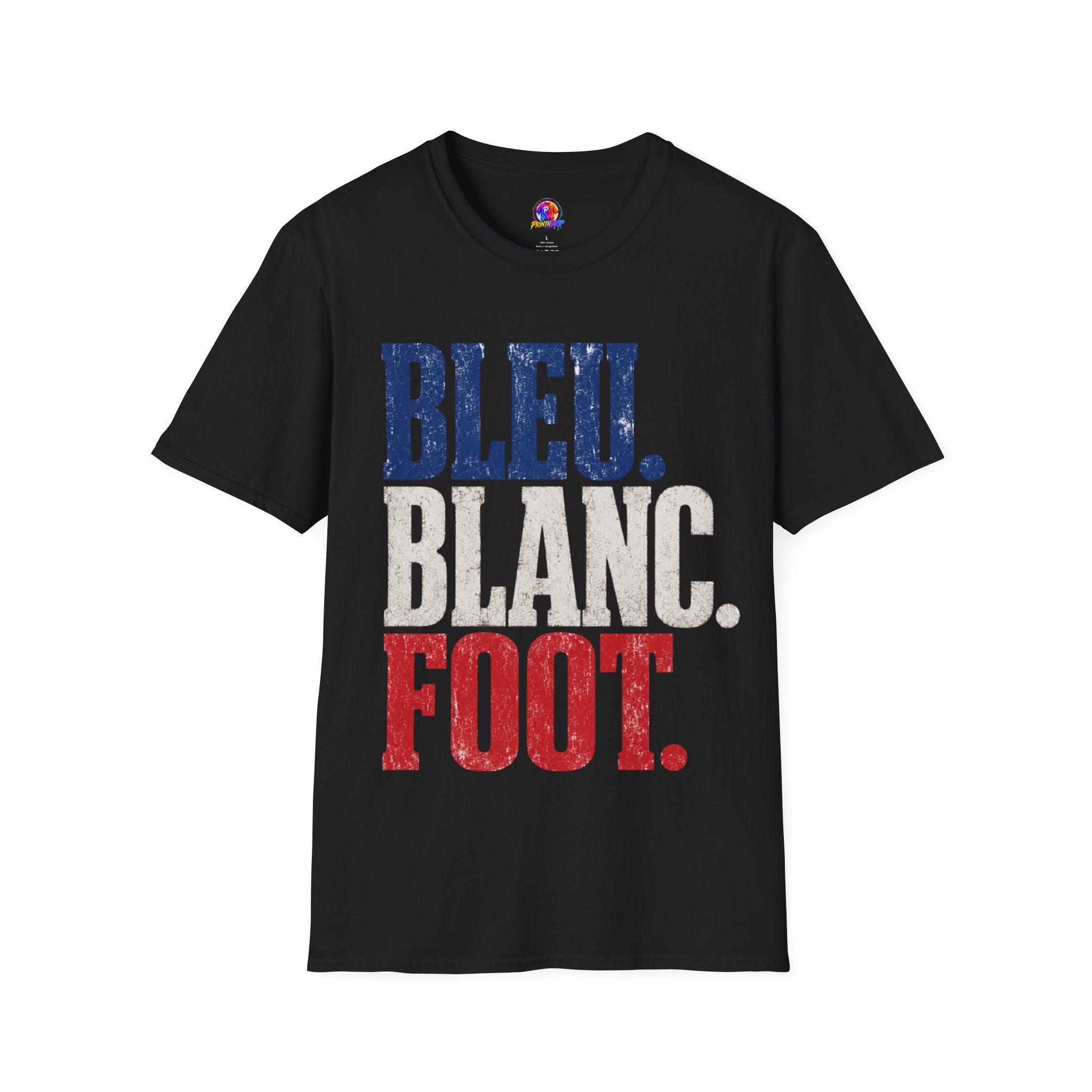 France T-Shirt — Bleu Blanc Foot Vintage French Flag Soccer Graphic Tee