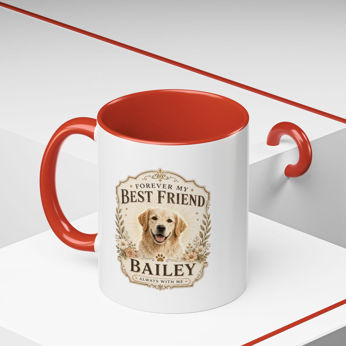Milo Bailey Dog Dad Mom Forever My Best Friend Dog Coffee Mug — Personalized Pet Name Accent Mug