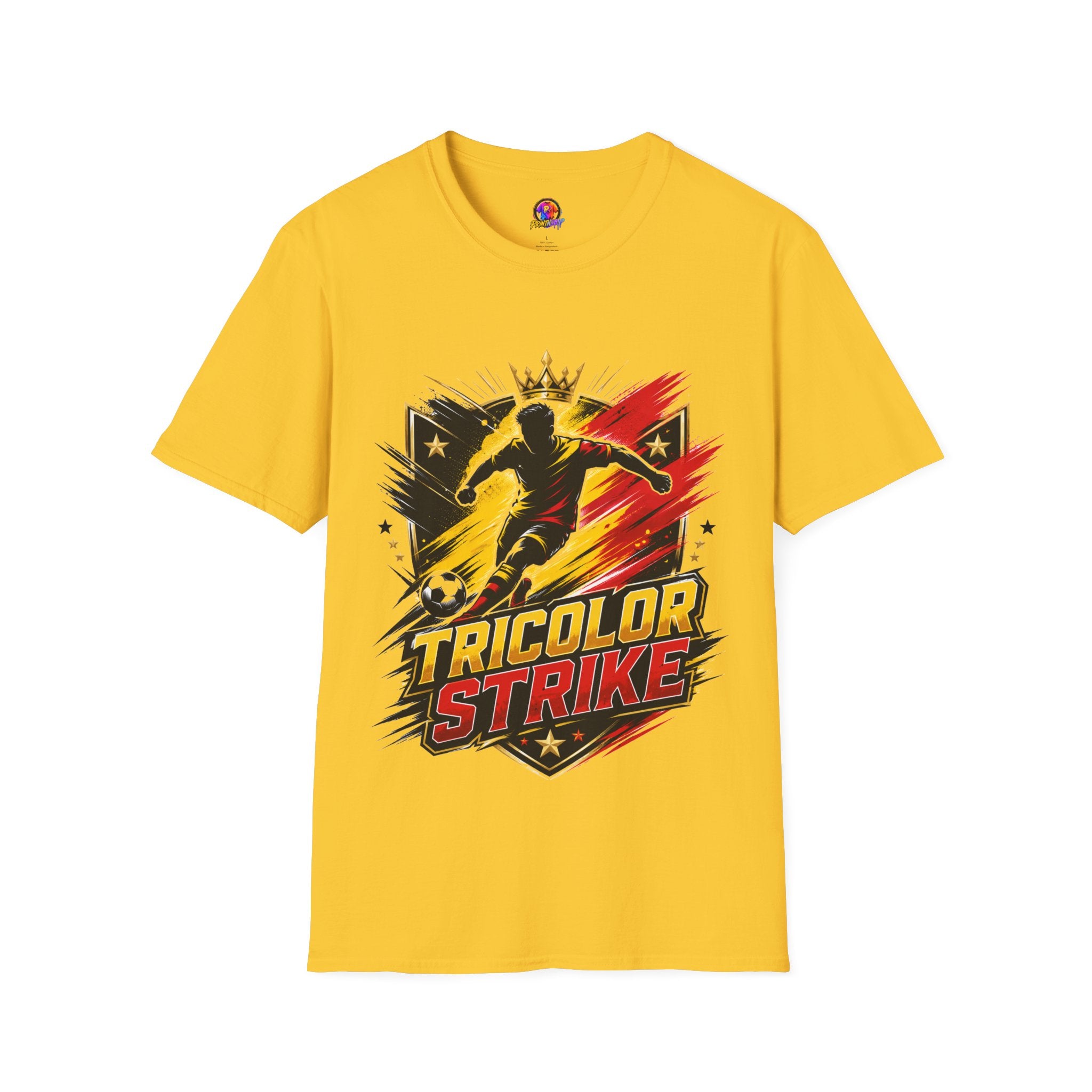 Belgium Soccer T-Shirt — 'Tricolor Strike' Graphic Jersey Tee