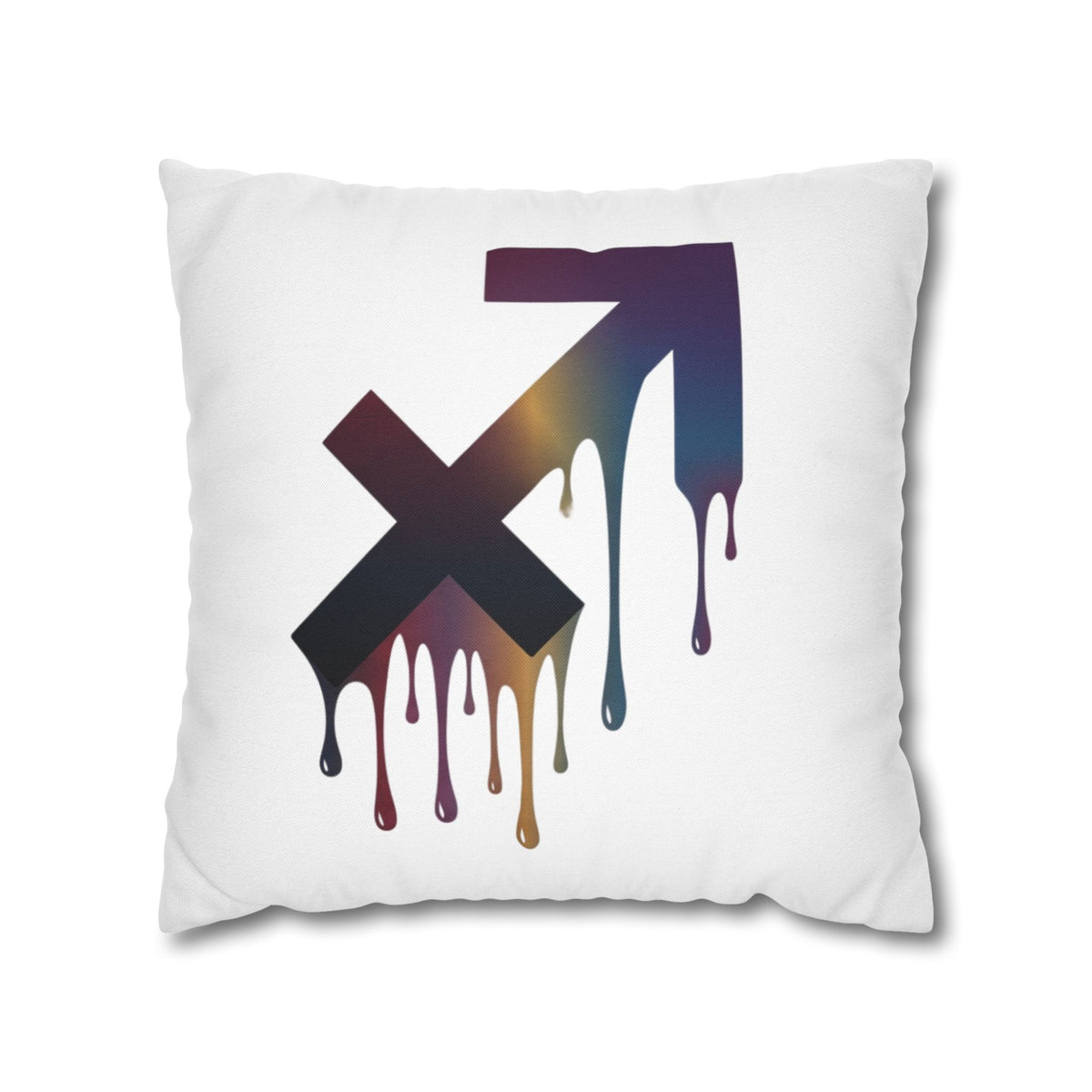 Sagittarius Dripping Arrow Logo Pillowcase — Modern Graphic Accent Pillow