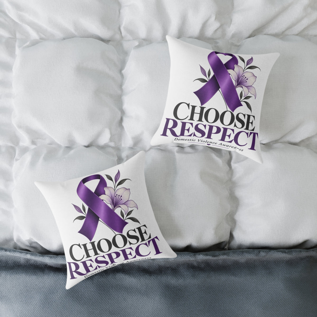 Choose Respect Purple Ribbon Throw Pillow - Domestic Violence Awareness Decor