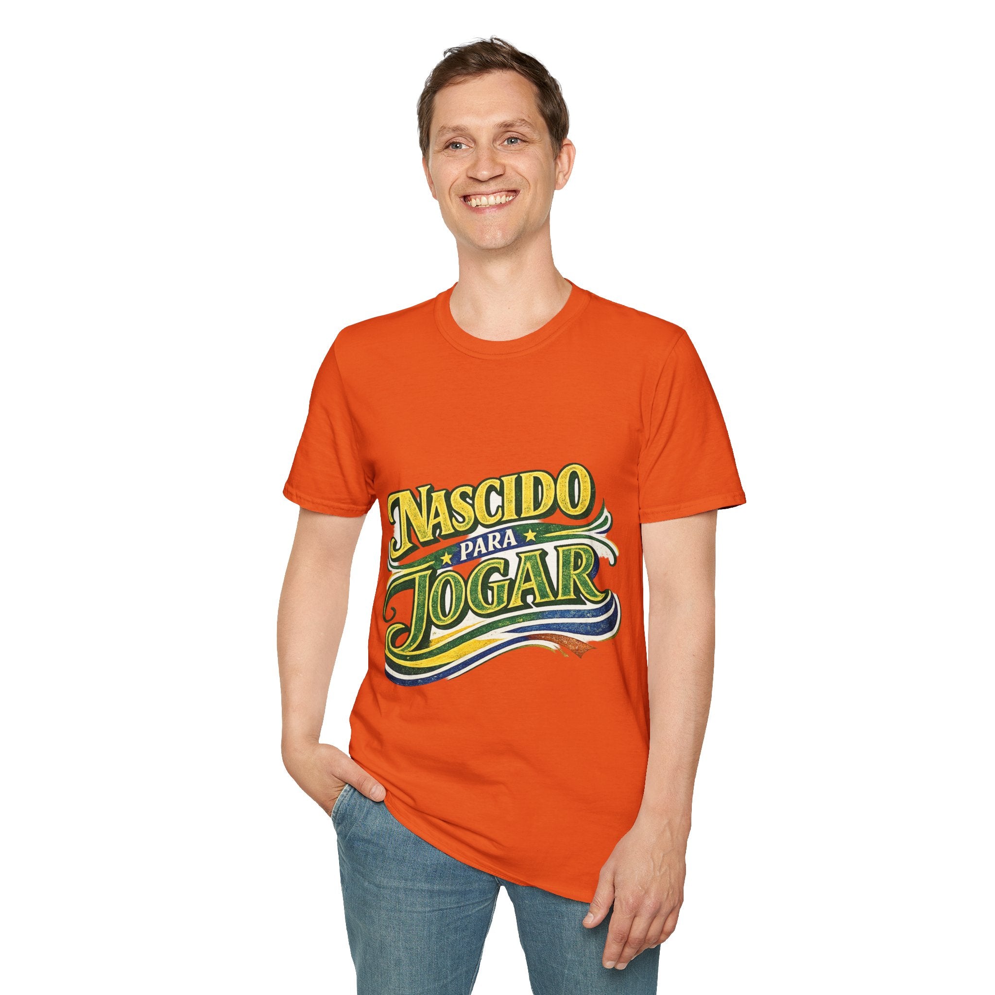 Brazil T‑Shirt — Nascido Para Jogar Vintage Brazilian Soccer Graphic Tee