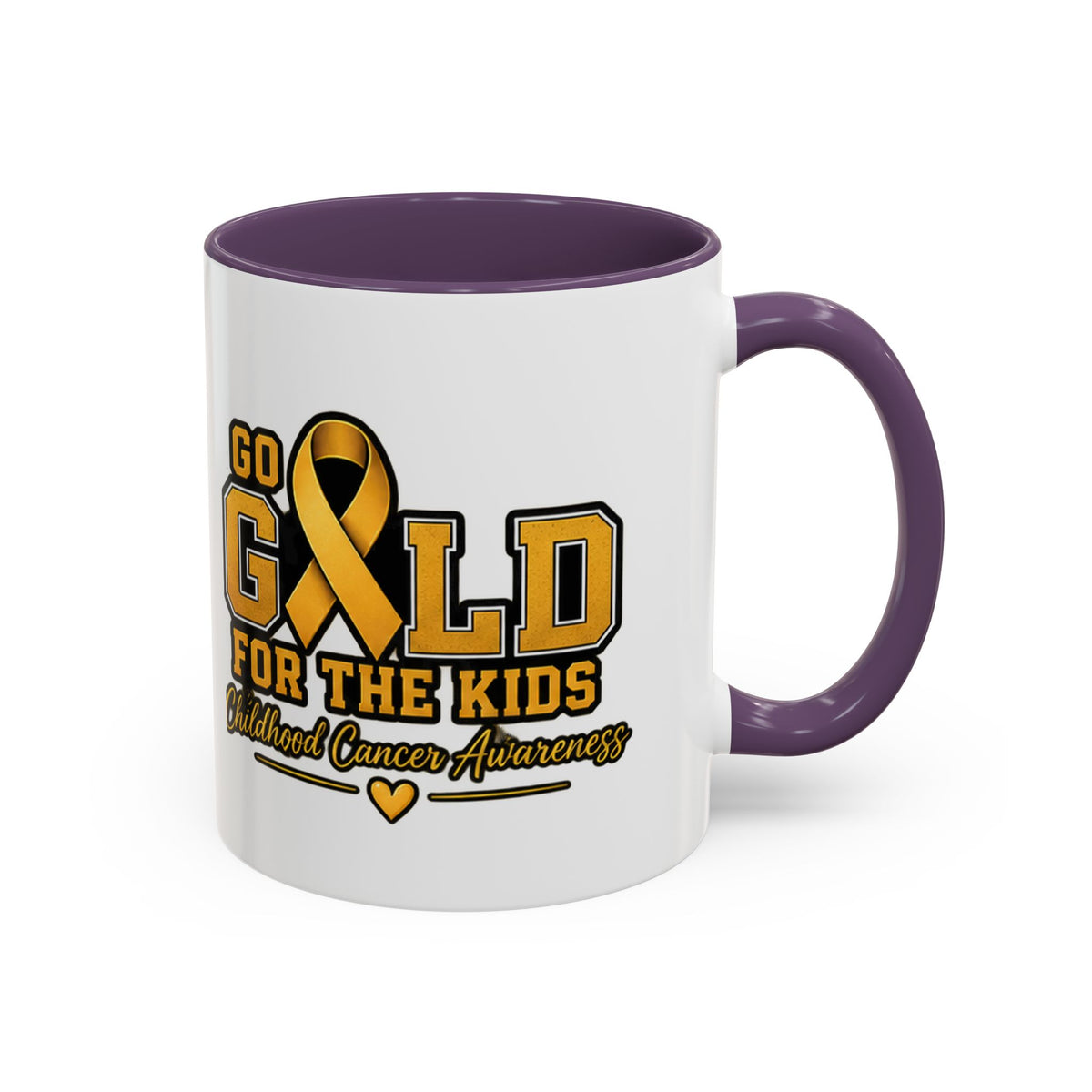 Gold For The Kids Coffee Mug — Childhood Cancer Awareness Accent Mug (11/15oz)