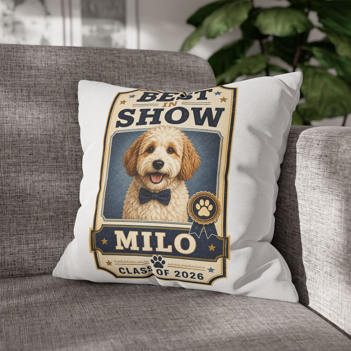 Best in Show Personalized Dog Pillowcase — "Milo" Class of 2026 Milo Bailey Dog Dad Mom