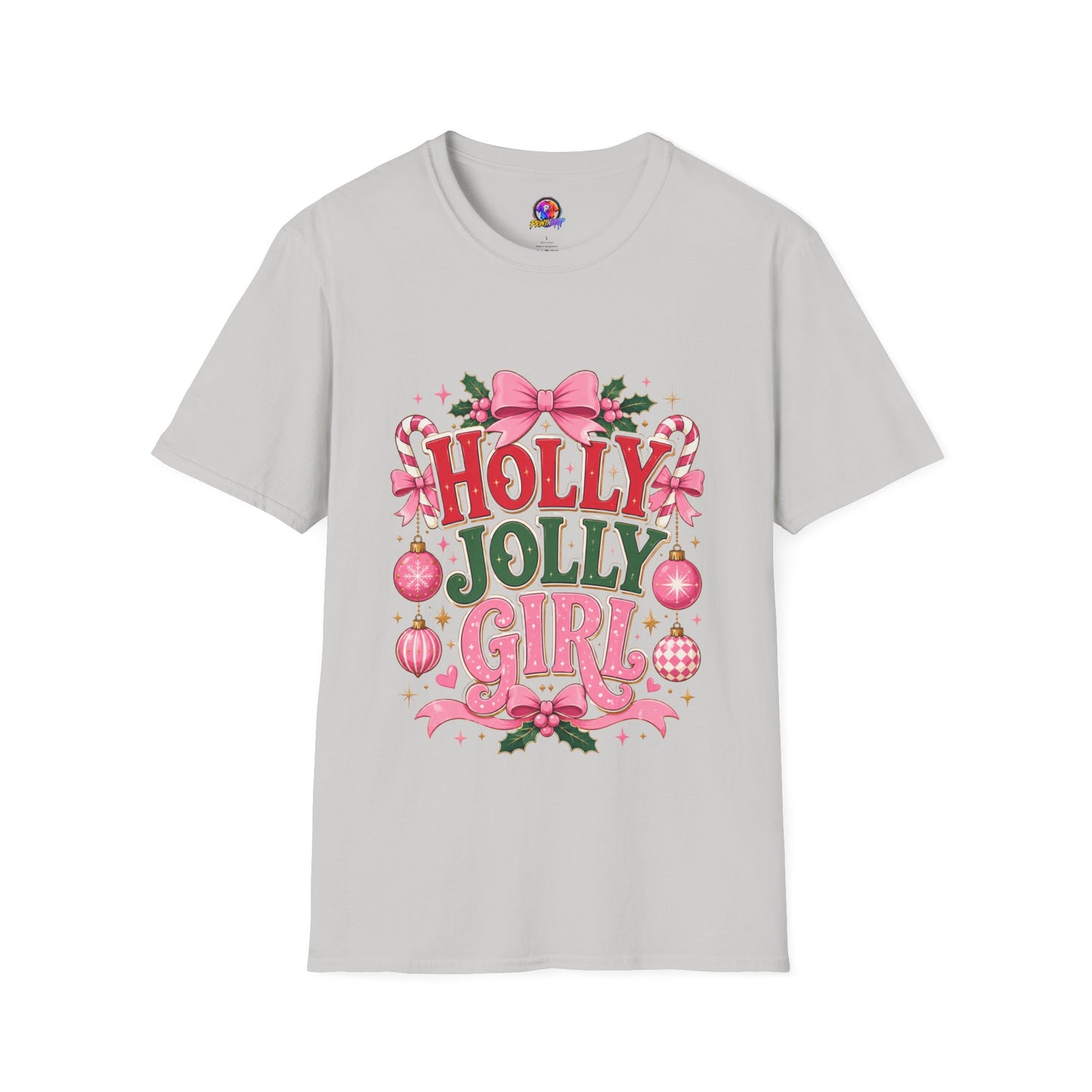 Holly Jolly Girl T-Shirt — Pink Holiday Graphic Tee