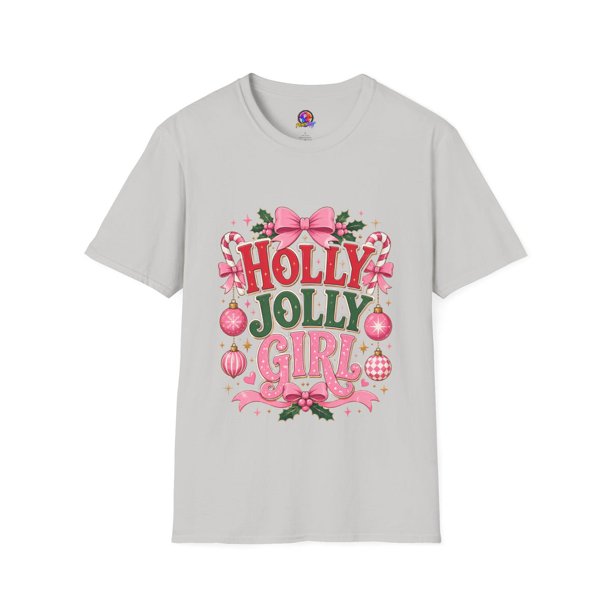 Holly Jolly Girl T-Shirt — Pink Holiday Graphic Tee