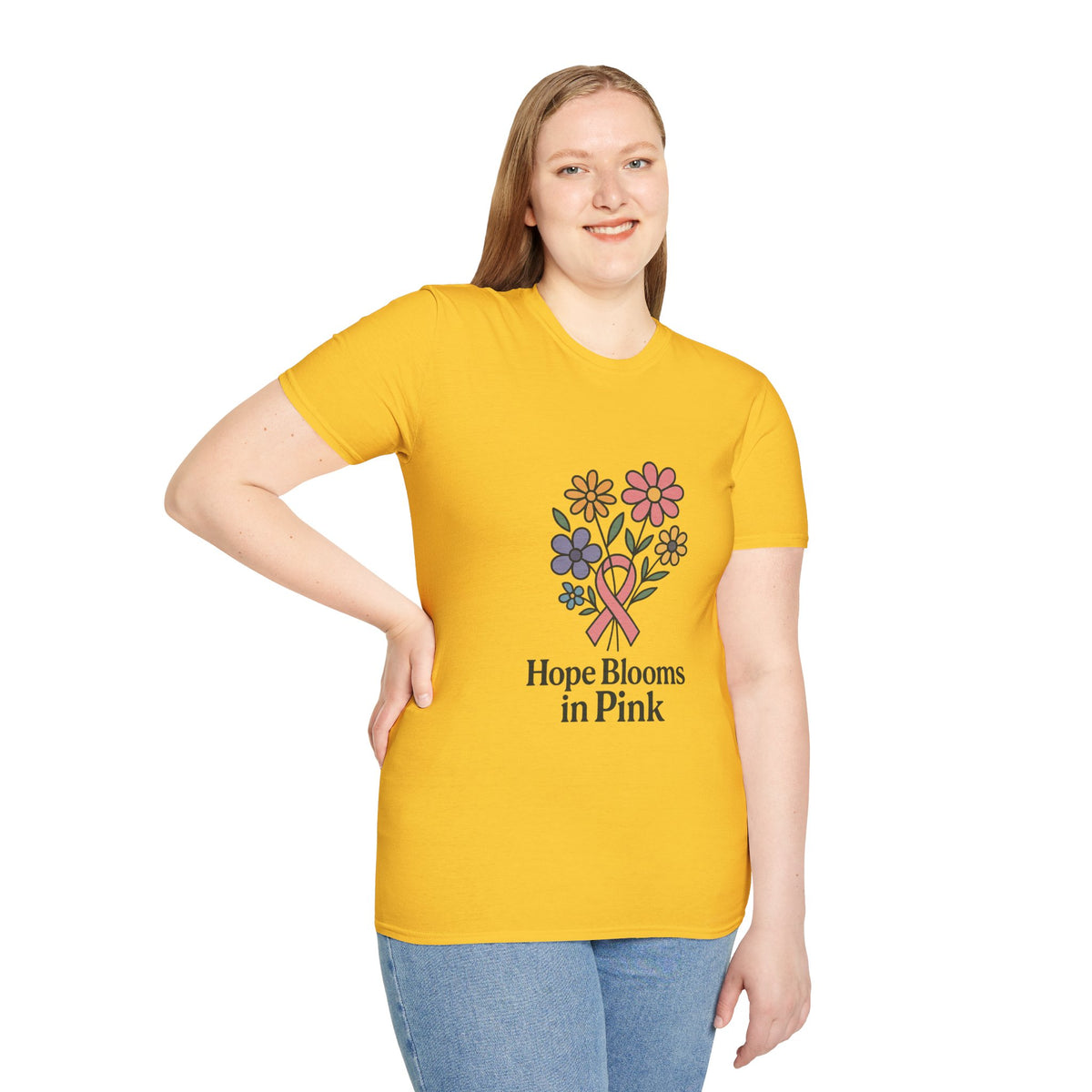 Hope Blooms in Pink Floral Awareness T-Shirt - Trending Now - October 2026