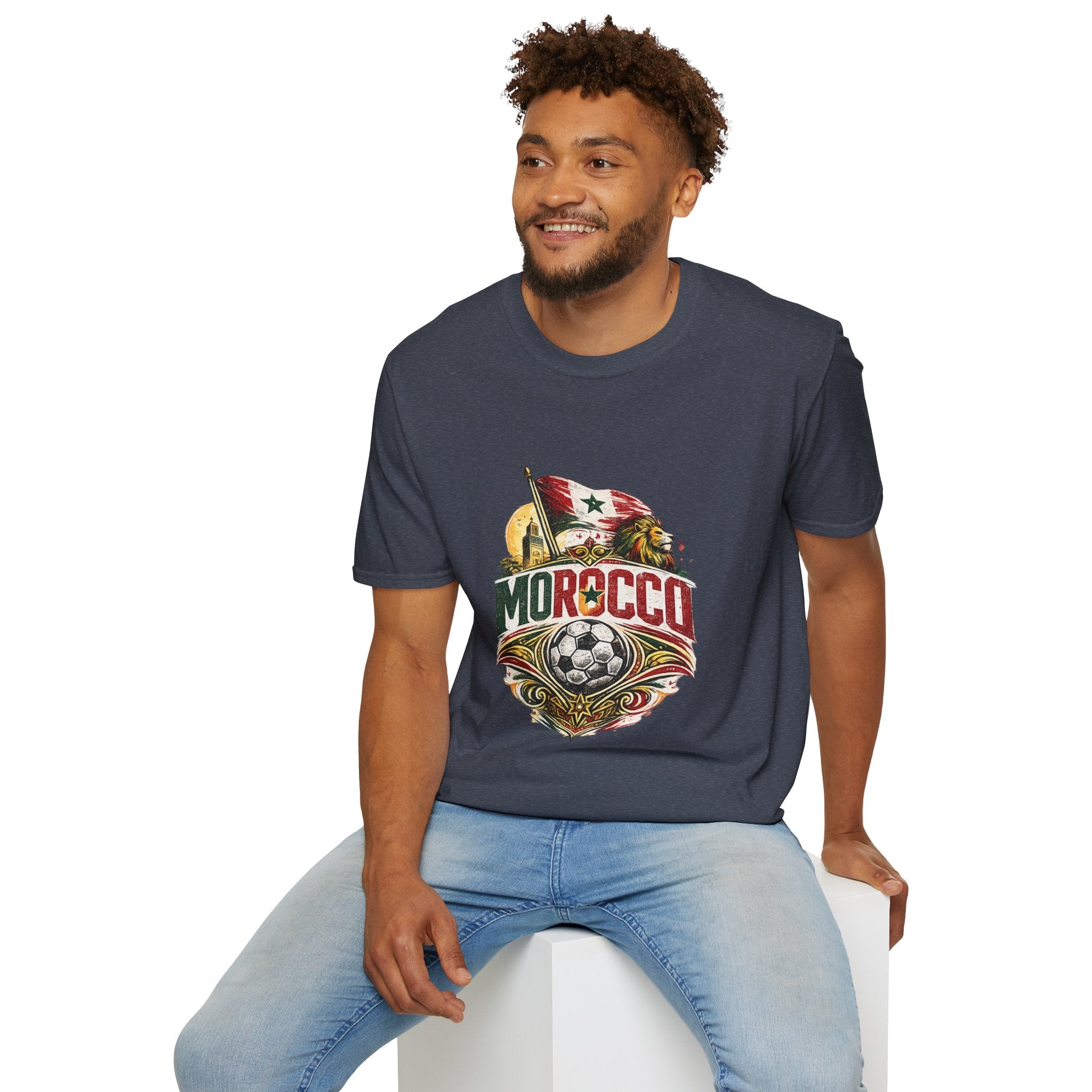 Morocco Soccer T-Shirt — Vintage Flag & Lion Football Tee