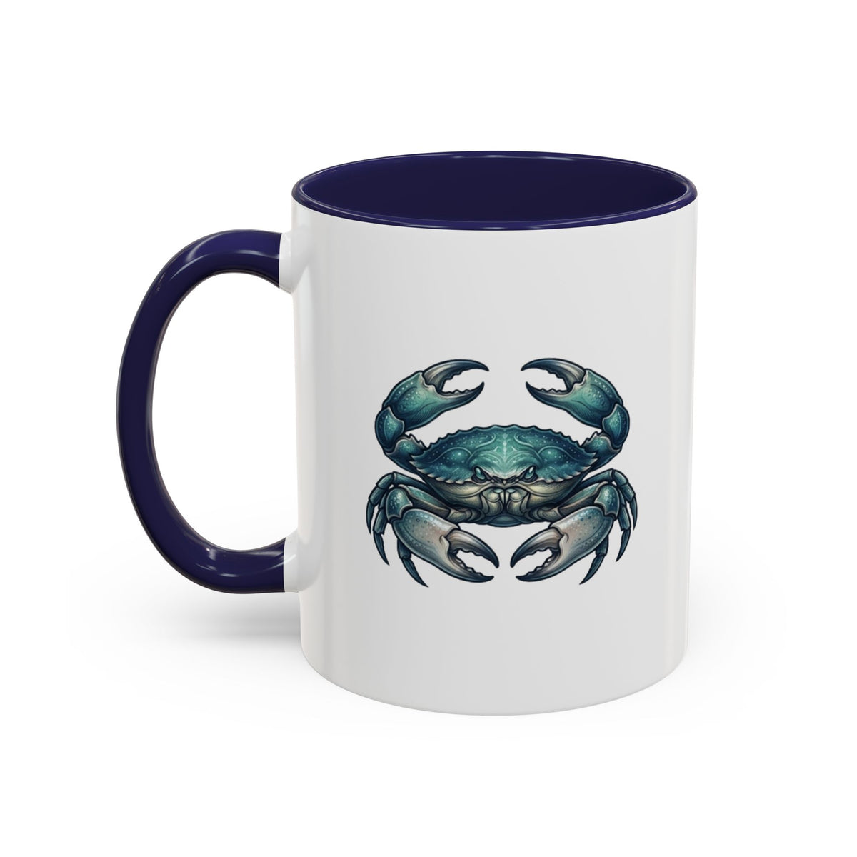 Cancer Zodiac Blue Crab Accent Coffee Mug — Nautical Beach Home Decor Gift