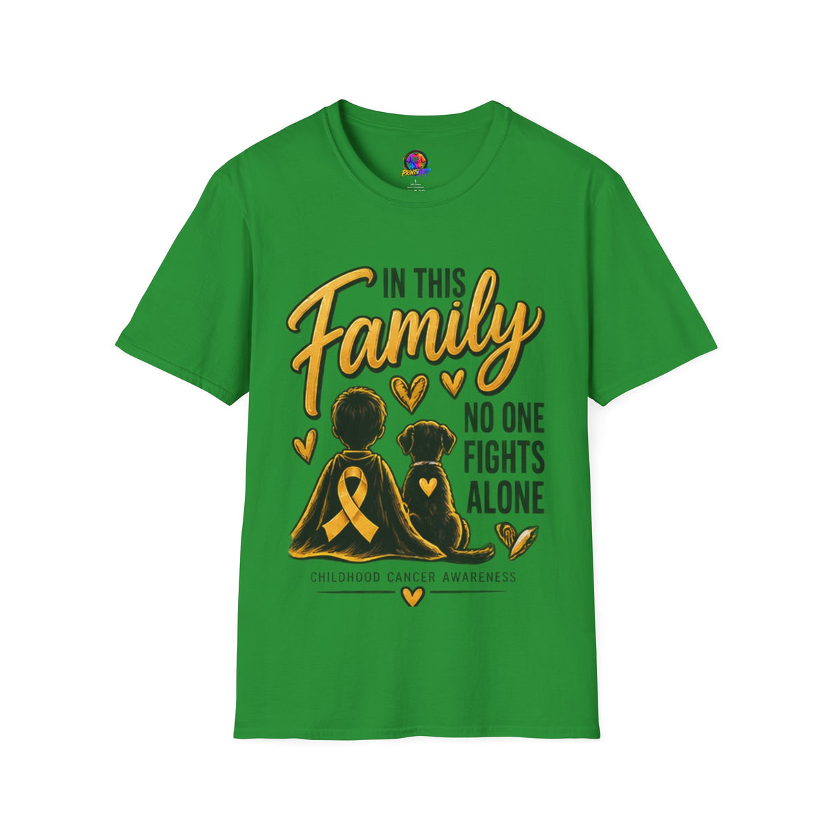 Childhood Cancer Awareness T-Shirt — "In This Family No One Fights Alone"