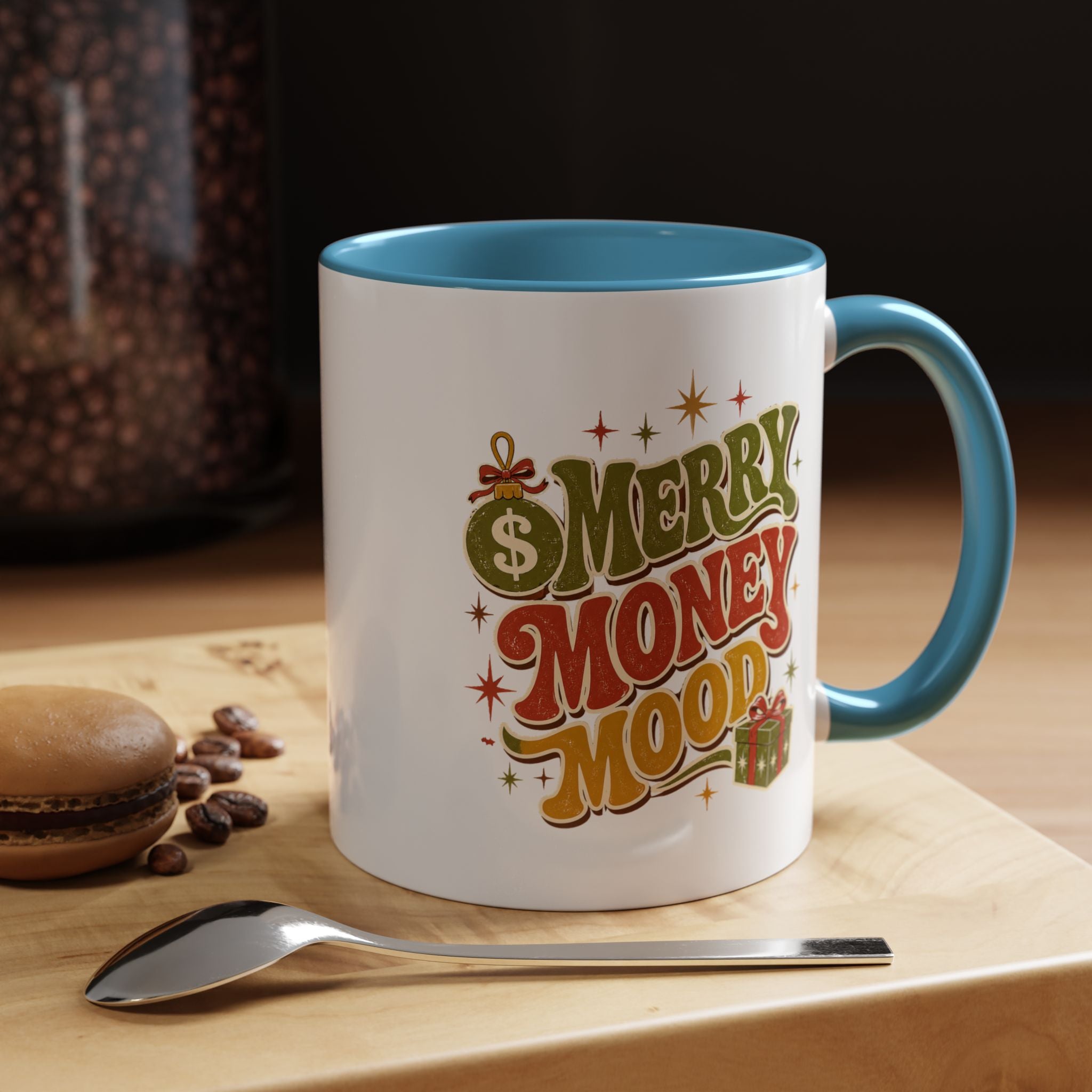 Modern Day Christmas Merry Money Mood Coffee Mug – Holiday Retro Gift Mug