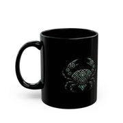Cancer Zodiac Tribal Crab Black Ceramic Mug — Geometric Ocean Zodiac Coffee Cup