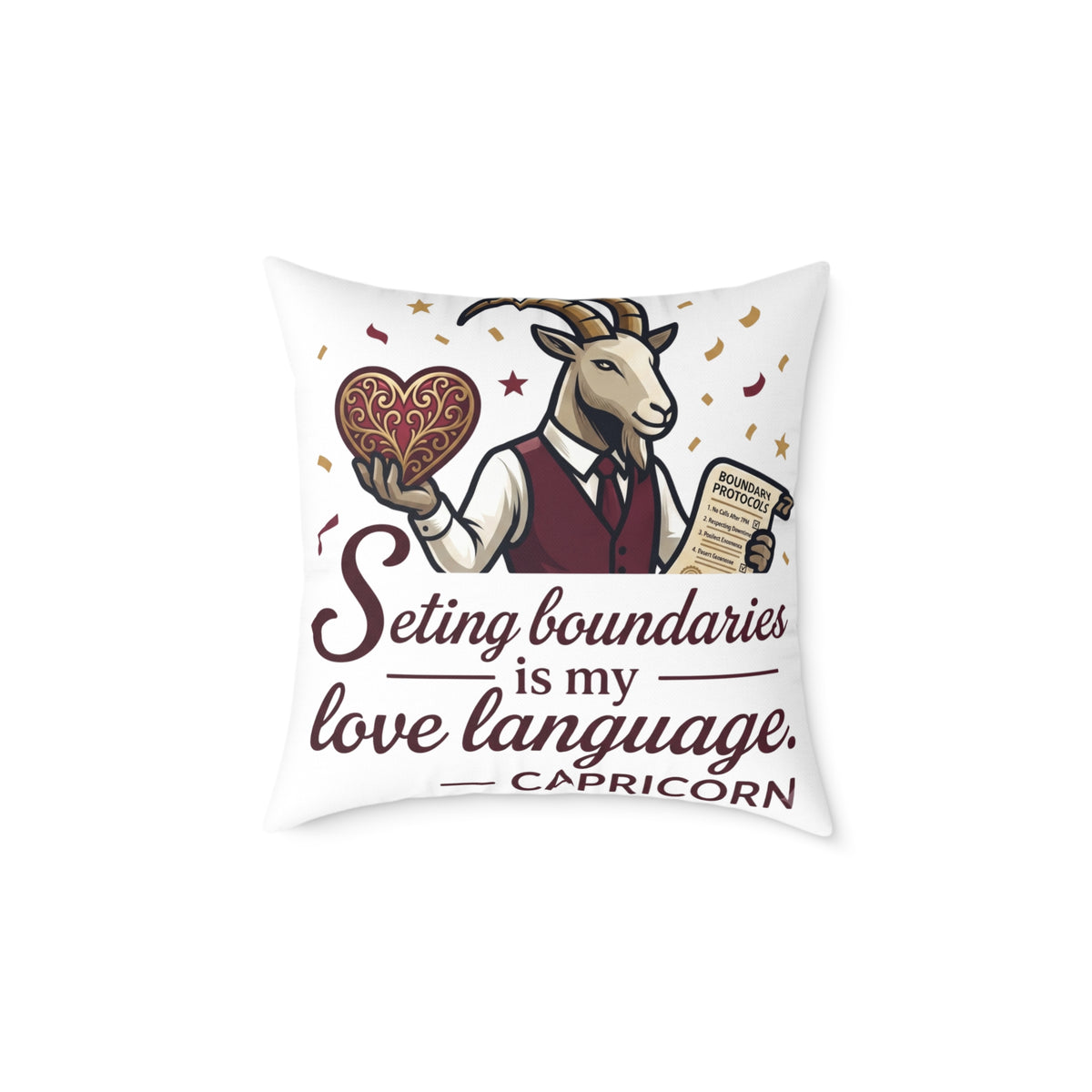 Capricorn Pillow – "Setting Boundaries Is My Love Language" Zodiac Décor