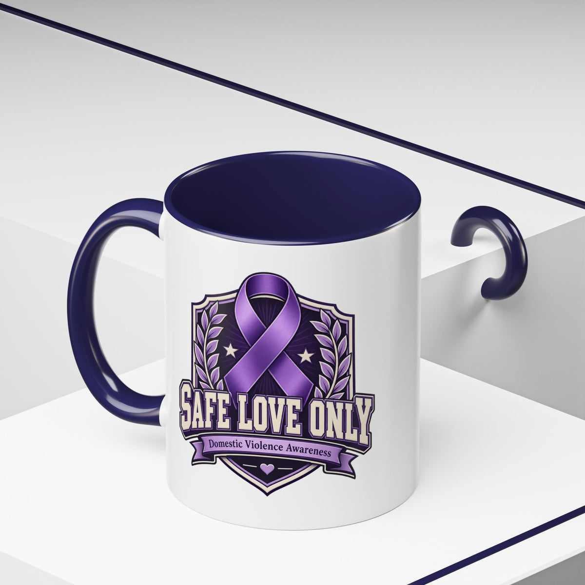 Coffee Mug — "Safe Love Only" Domestic Violence Awareness (Purple Ribbon)
