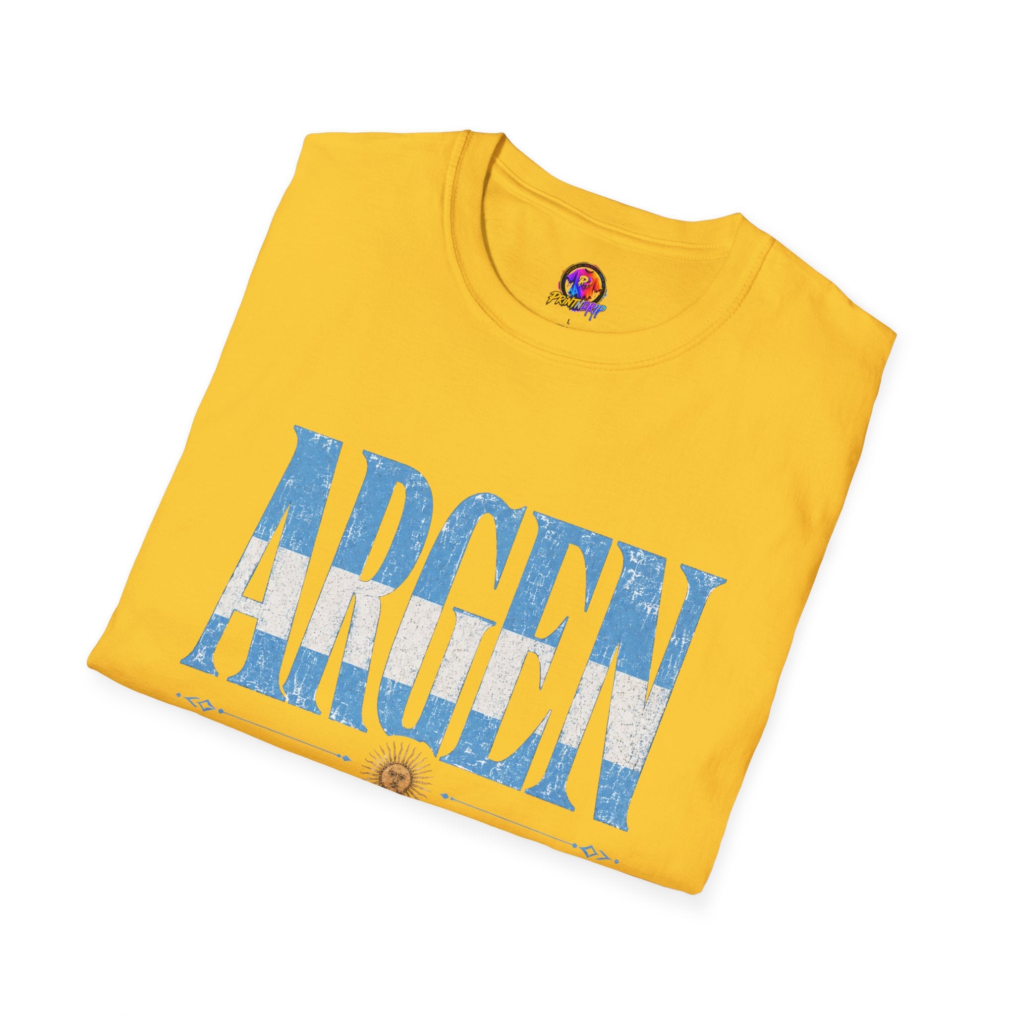 Argentina Flag Graphic T‑Shirt — Vintage Blue Distressed Typography