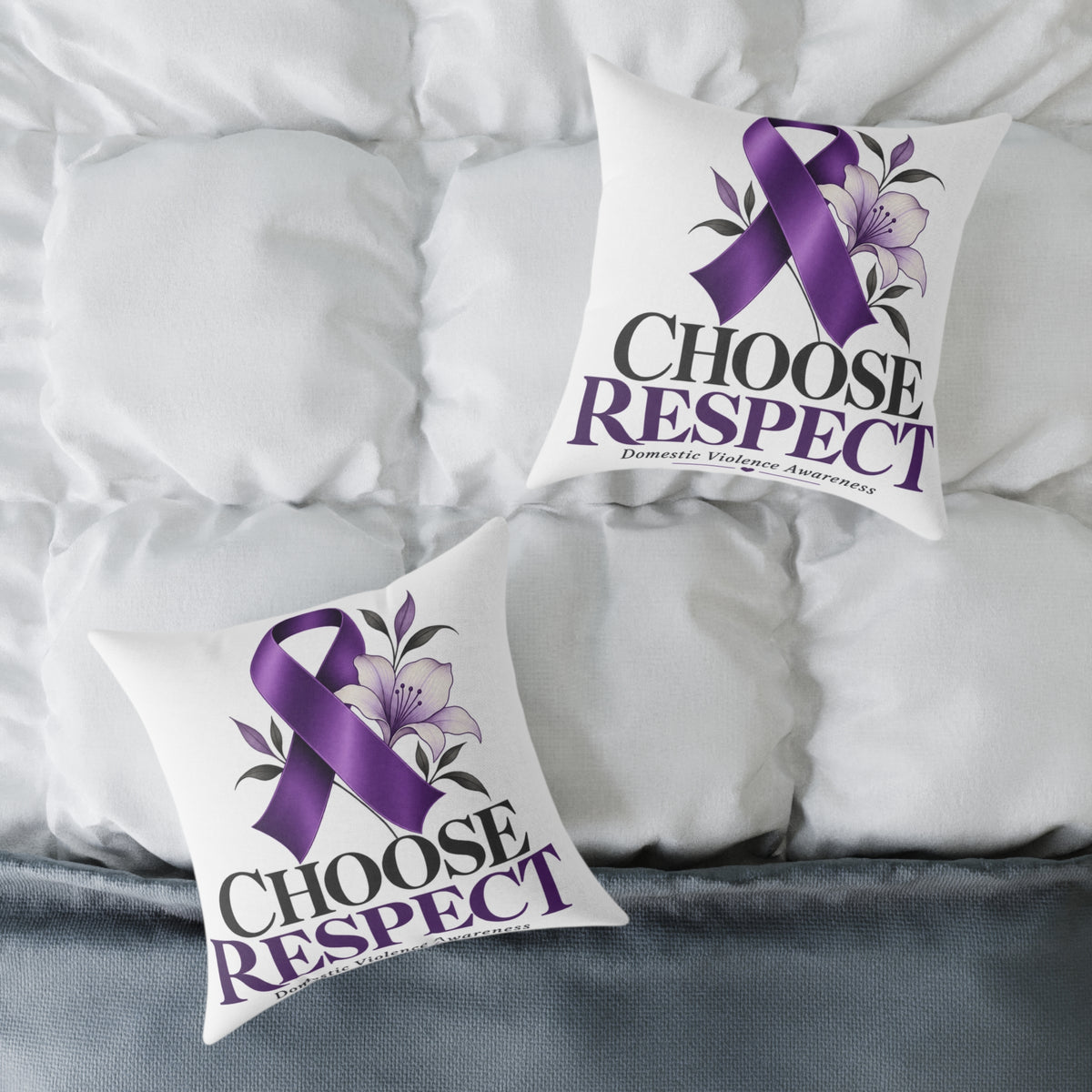 Choose Respect Purple Ribbon Throw Pillow - Domestic Violence Awareness Decor