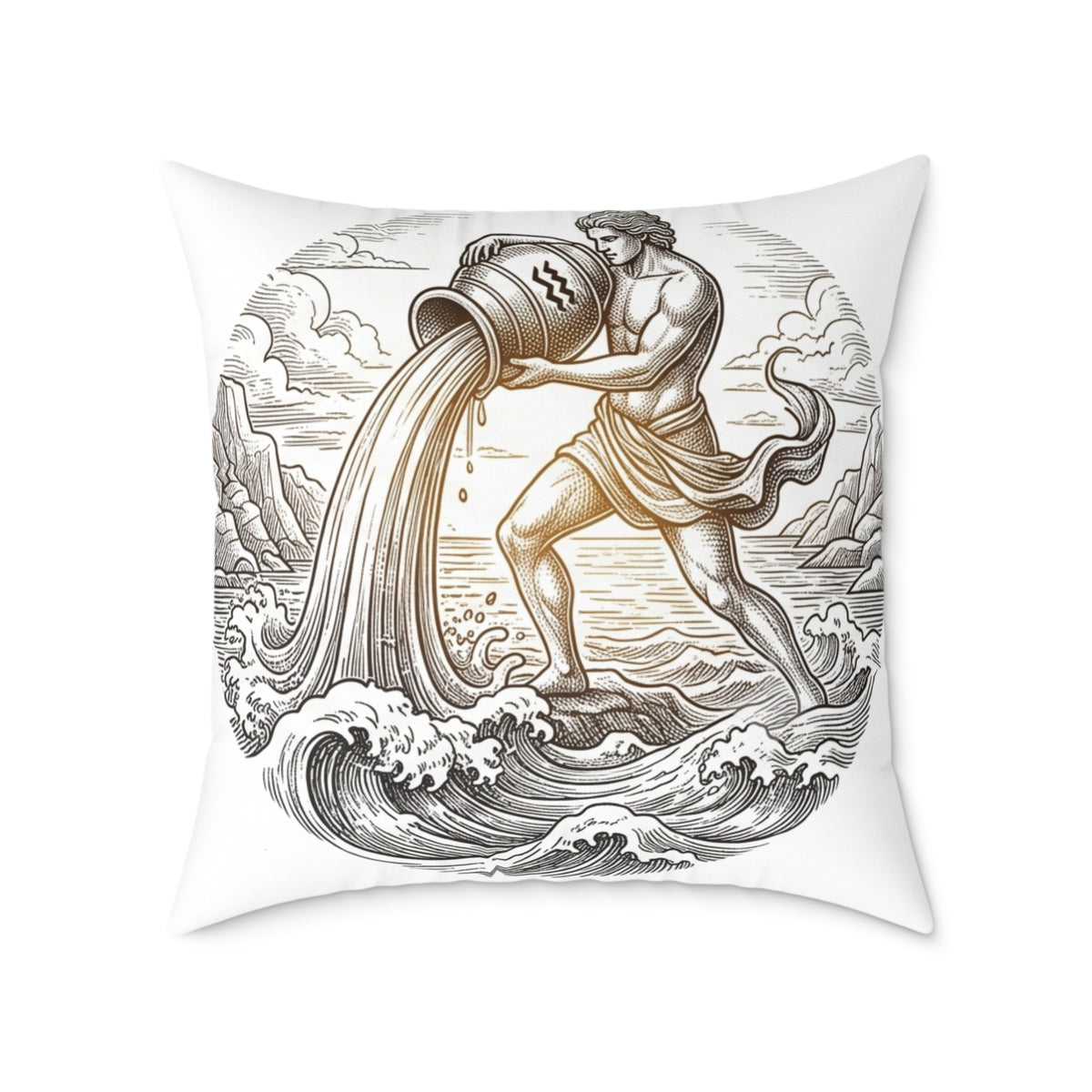 Aquarius Zodiac Pillow — Water-Bearer Astrology Throw Pillow