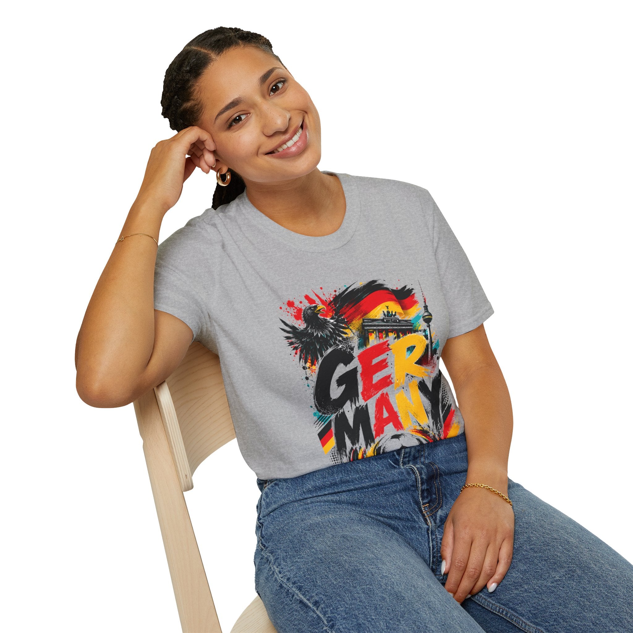 Germany Soccer Graphic T‑Shirt — Flag, Eagle & Brandenburger Tor Design