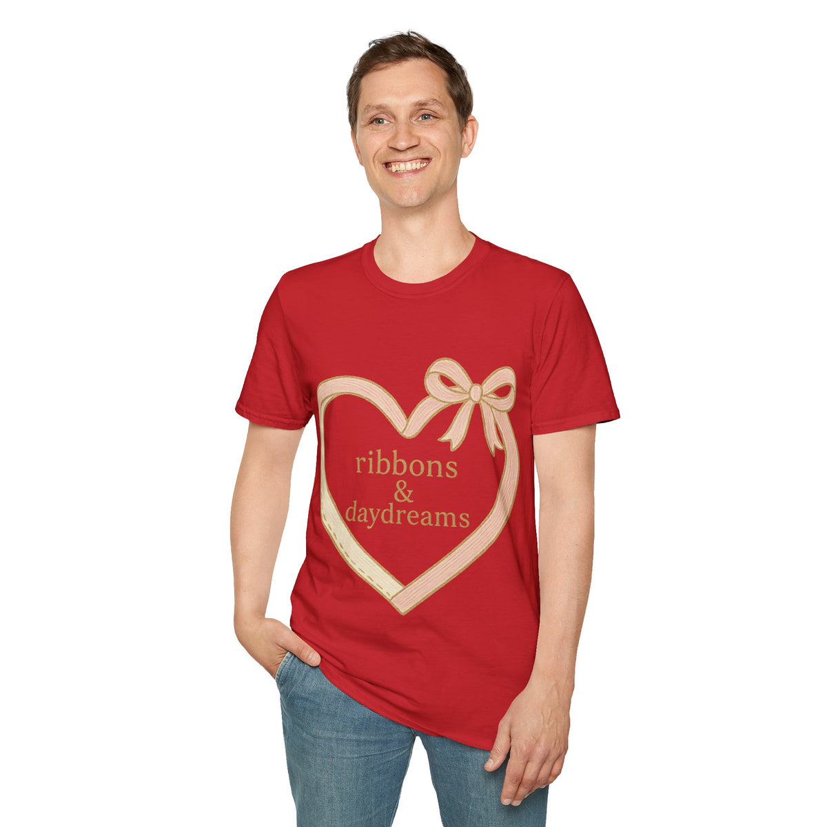 "Chain of Hearts" Gold Charm Ribbon Tee - Cute Coquette Heart Line Aesthetic White T-Shirt - Trending Now - September 2026