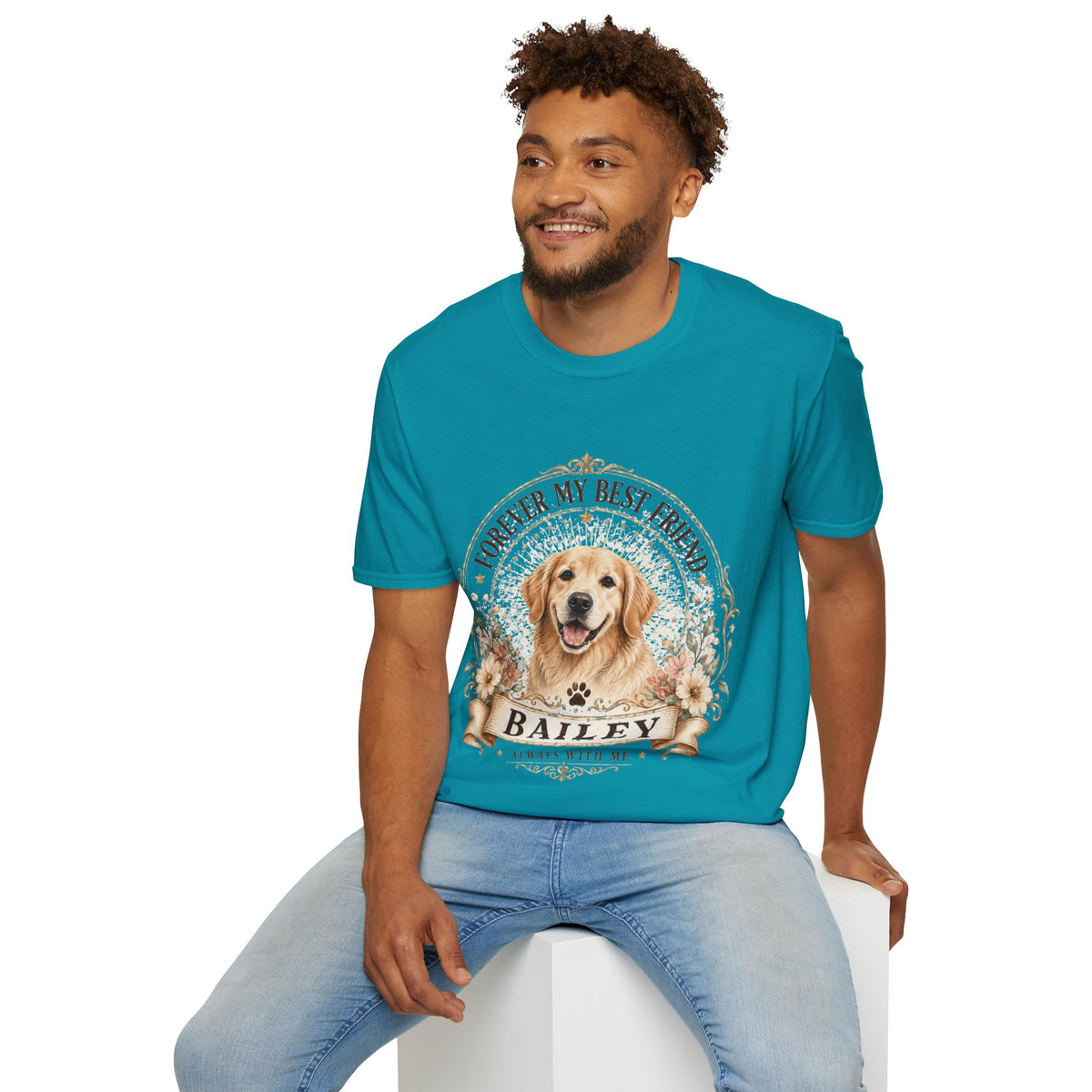 Forever My Best Friend Dog T-Shirt — Personalized Pet Name Golden Retriever Tee