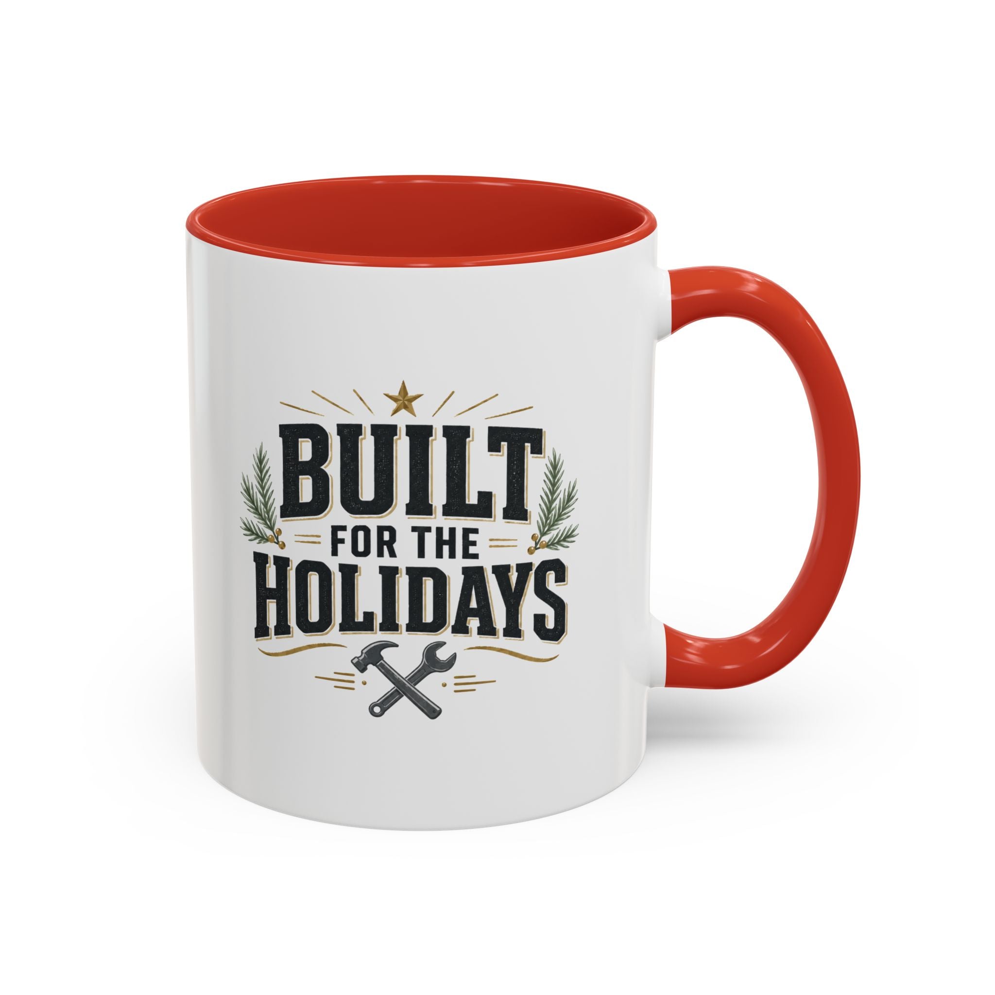 Christmas Built for the Holidays Accent Coffee Mug – Holiday Workshop Coffee Cup