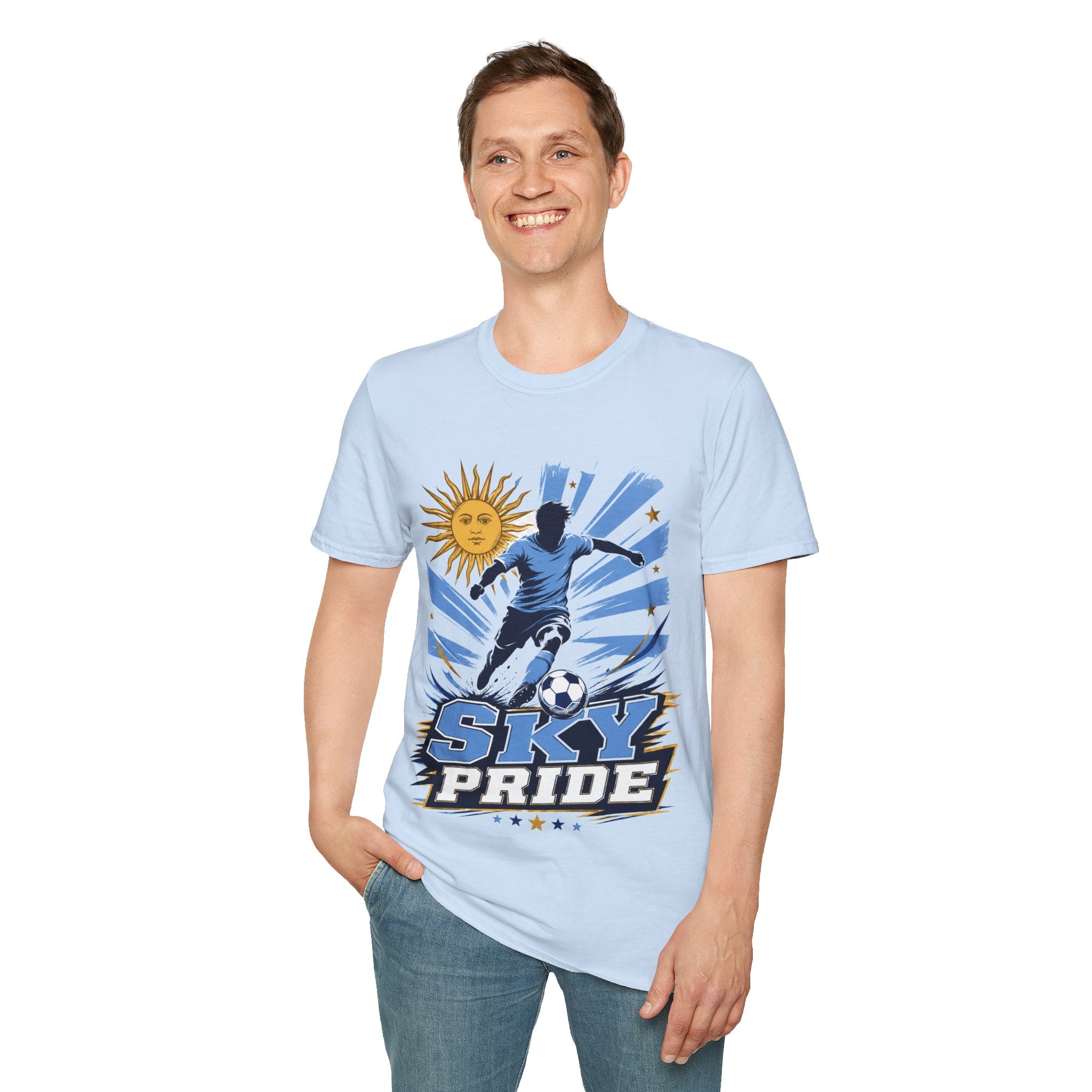 Uruguay Soccer Sky Pride T-Shirt — Argentina Sun Football Graphic Tee