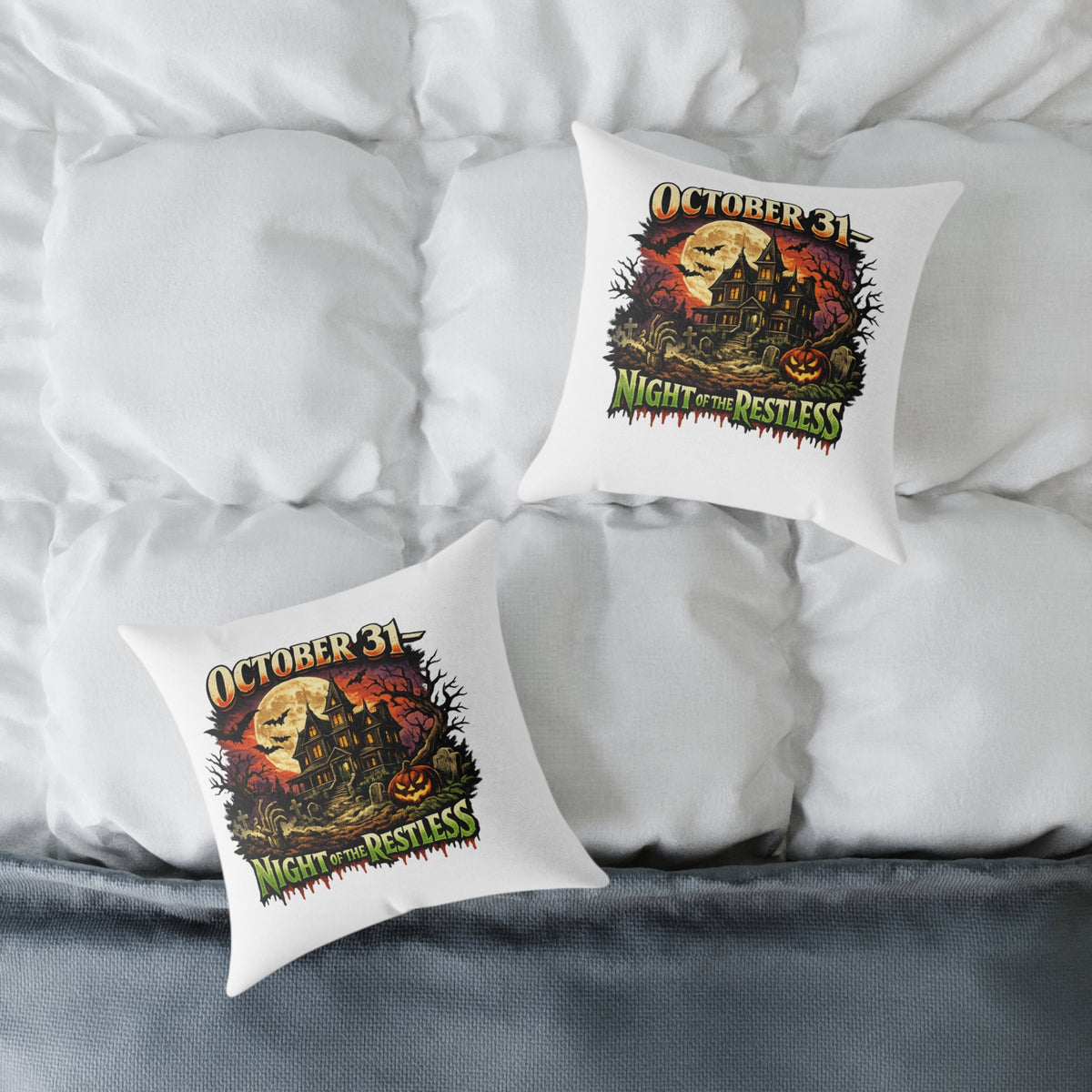 Halloween Pillow - "October 31 Night of the Restless" Decorative Throw Pillow