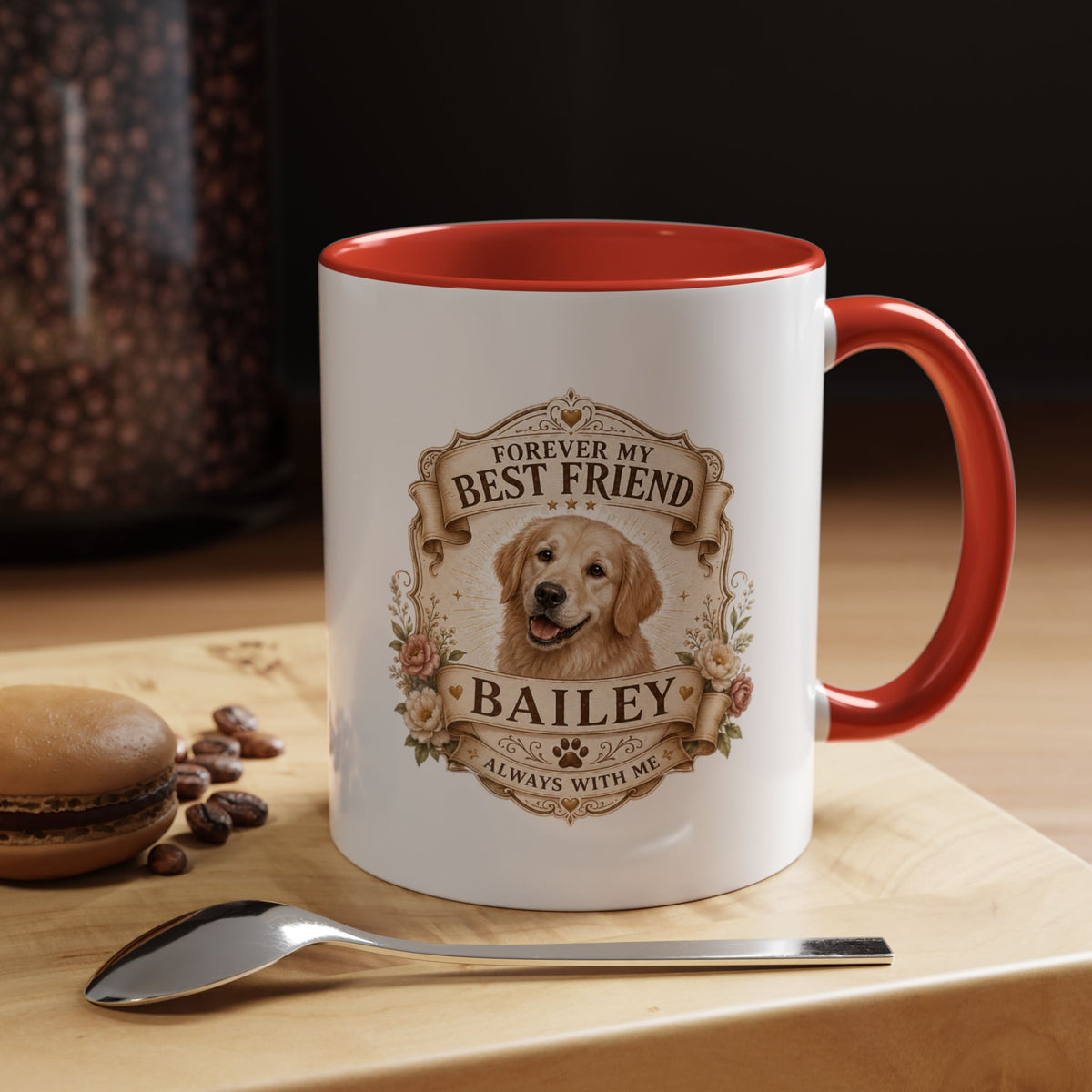Milo Bailey Dog Dad Mom Personalized Dog Coffee Mug – "Forever My Best Friend" Golden Retriever Accent Mug