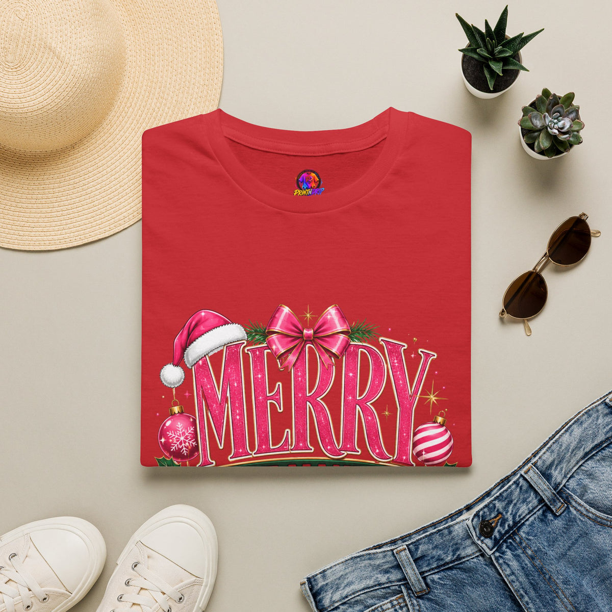 Christmas T-Shirt — "Merry But Make It Pink" Holiday Tee