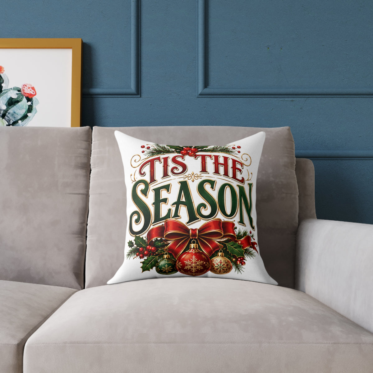 Christmas 'Tis The Season Holiday Throw Pillow – Festive Christmas Decorative Cushion