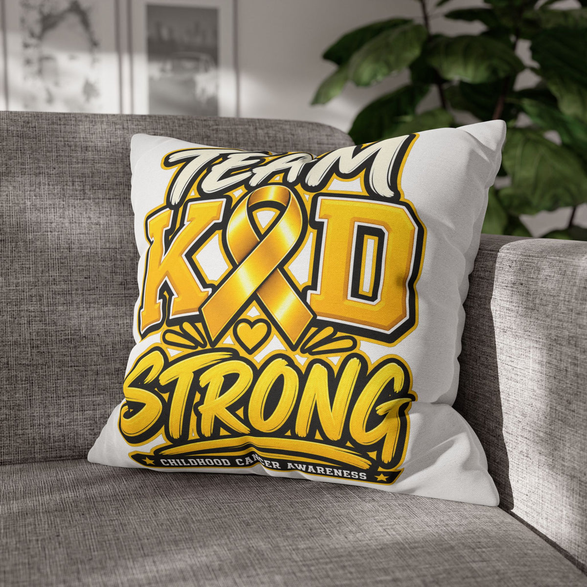 Team KID Strong Childhood Cancer Awareness Square Pillowcase