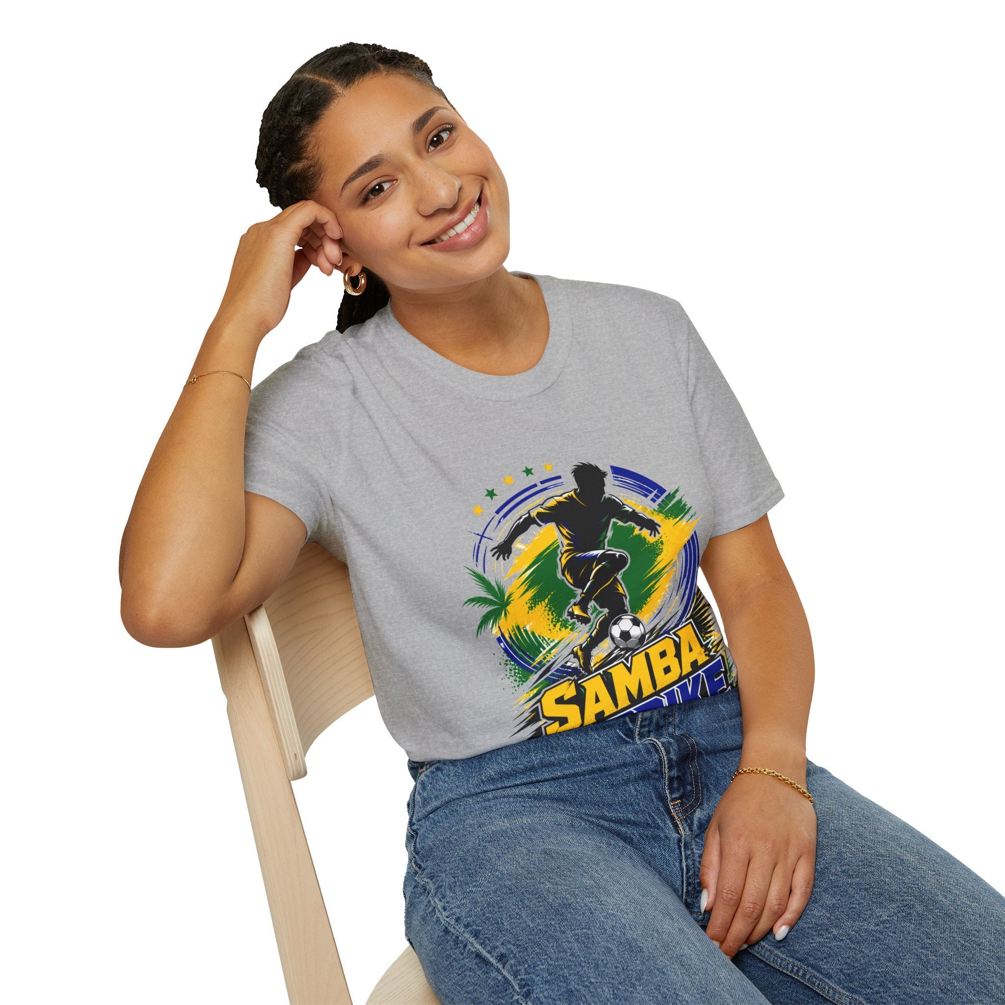 Brazil  Samba Strike Soccer T-Shirt — Brazilian Football Player Graphic Tee