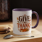 Thanksgiving Mug Give Thanks Coffee Mug — Thanksgiving Fall Accent Mug