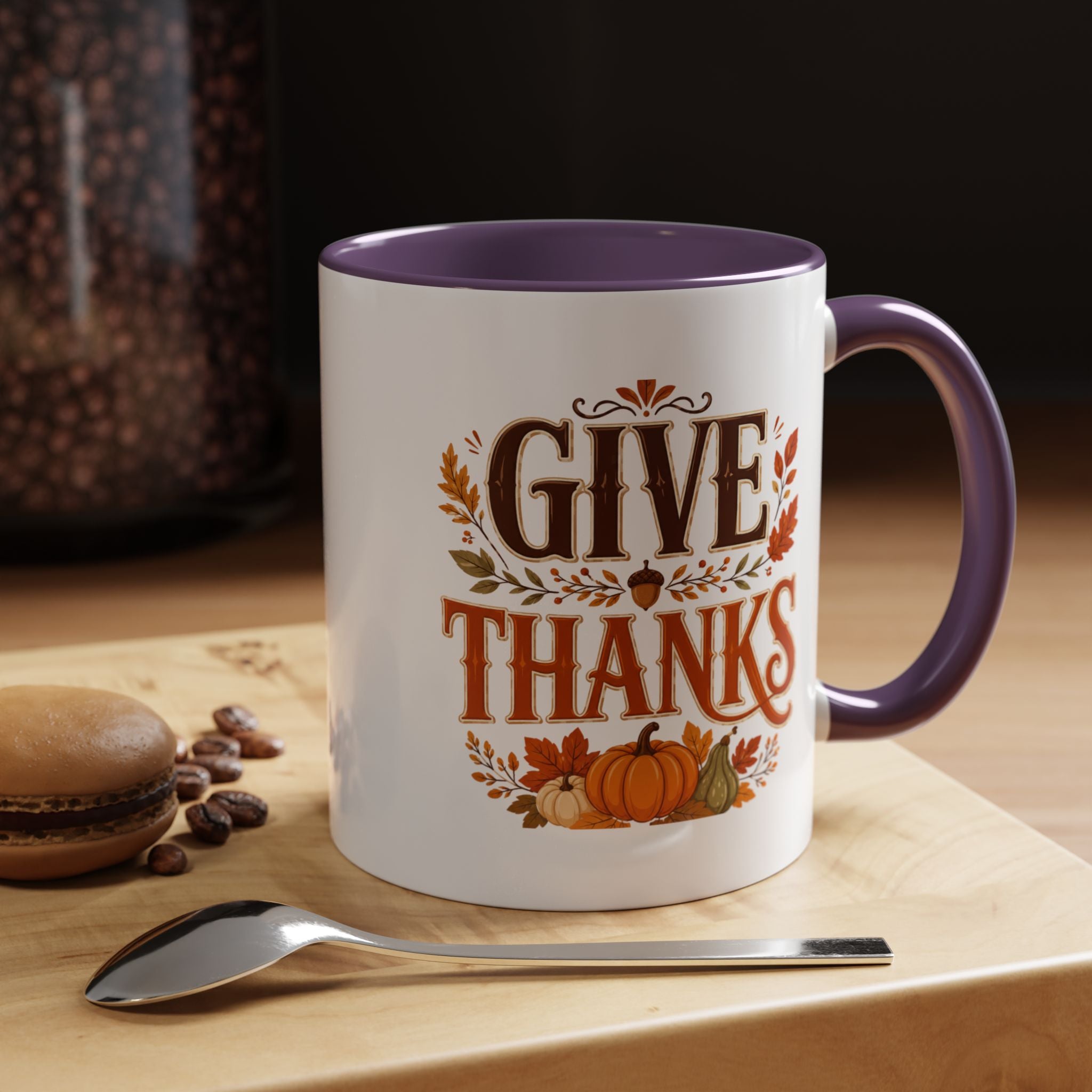Thanksgiving Mug Give Thanks Coffee Mug — Thanksgiving Fall Accent Mug
