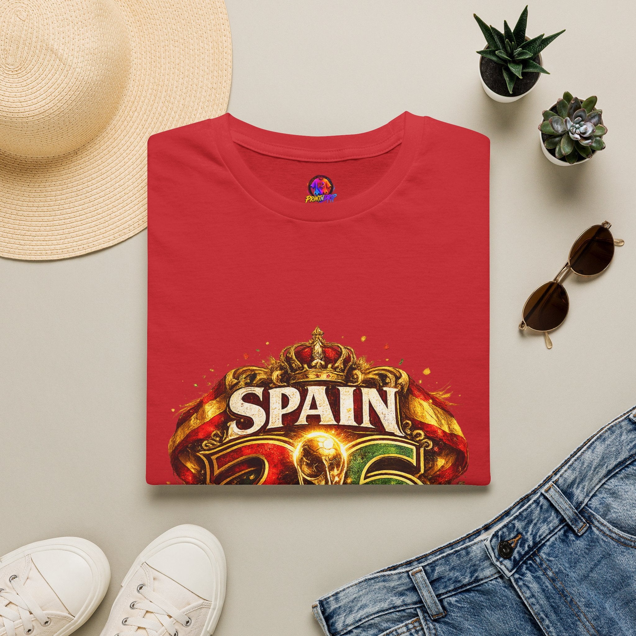 Spain 26 Graphic T-Shirt — Vintage Crowned Soccer Fan Tee