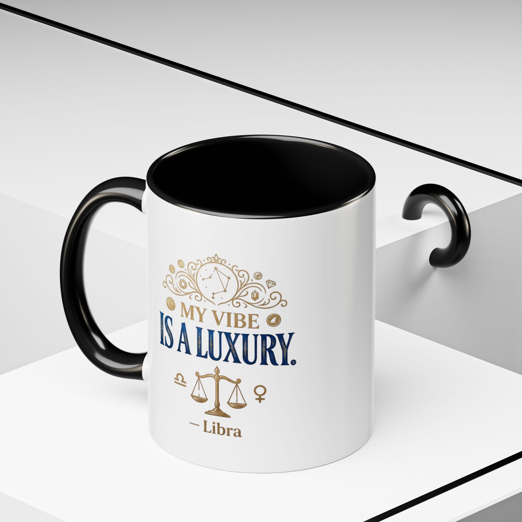 Libra Coffee Mug — "My Vibe Is A Luxury" Zodiac Accent Mug