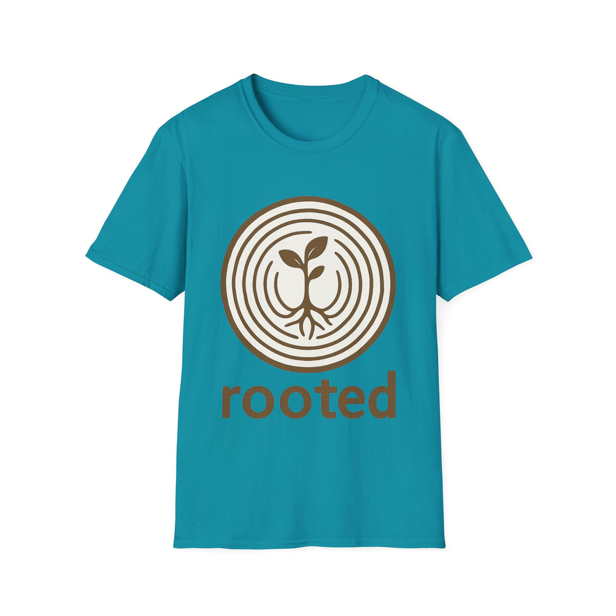 "Rooted" Retro Tree Ring Sapling Tee - Minimalist Earthy Growth Nature White T-Shirt - Trending Now - September 2026