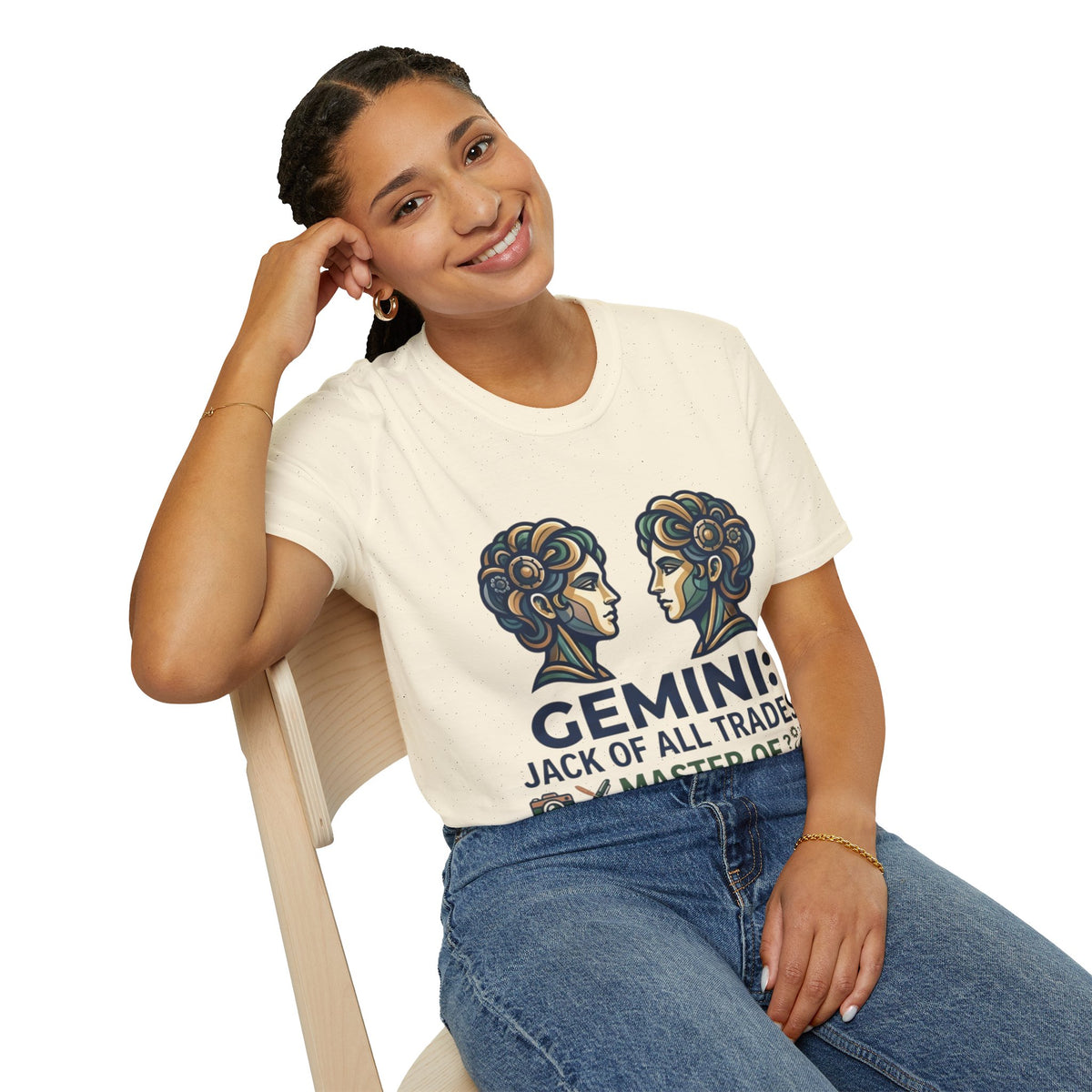 Gemini Zodiac T‑Shirt — Vintage Twins Astrology Tee ("Gemini: Jack of All Trades")