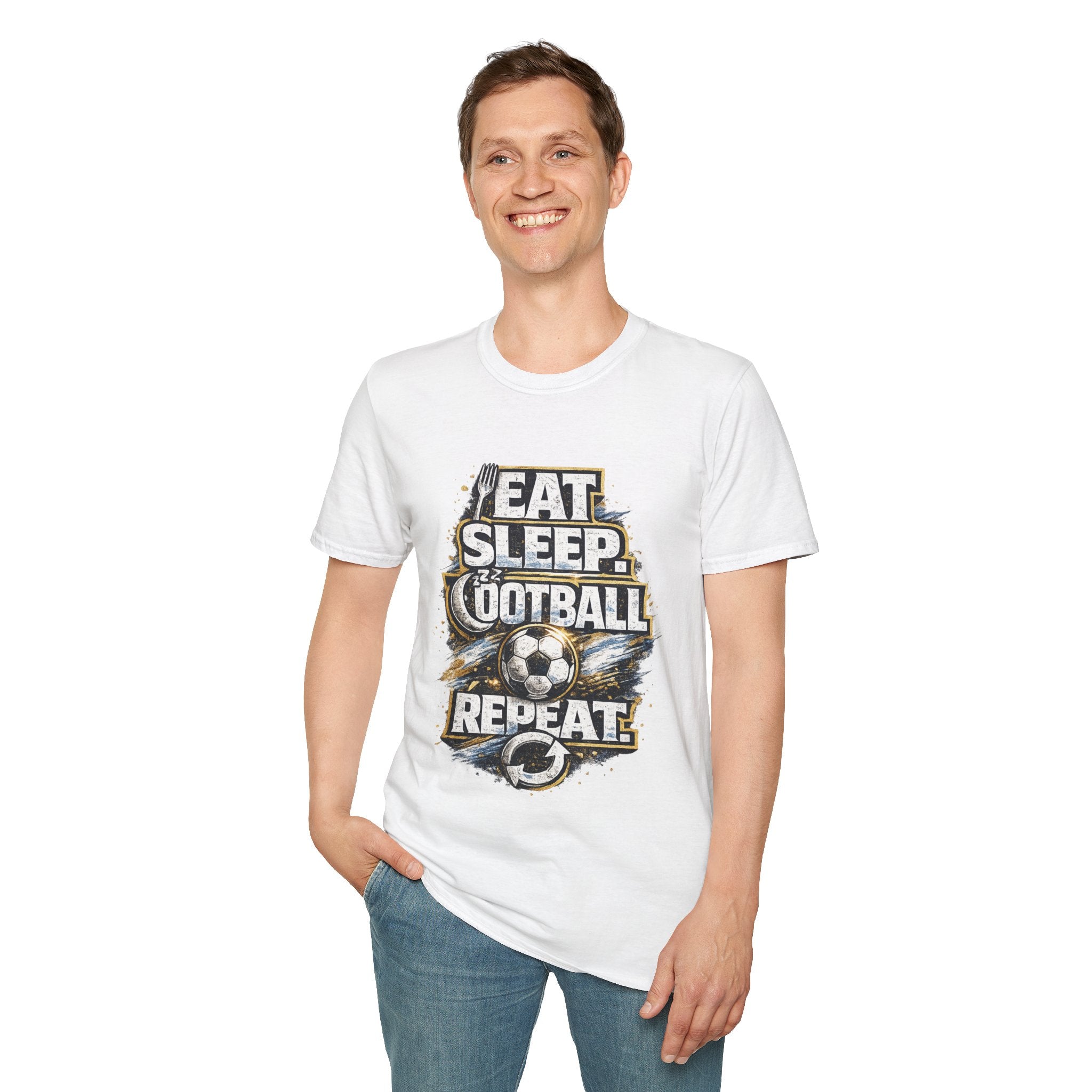 Football 'Eat Sleep Football Repeat' T-Shirt — Vintage Soccer Fan Tee