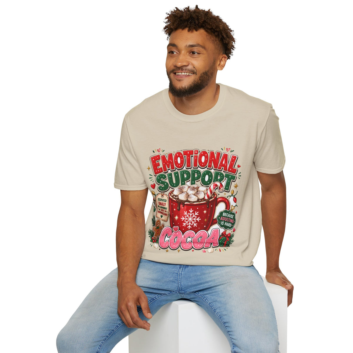 Emotional Support Cocoa T-Shirt — Holiday Hot Chocolate Graphic Tee