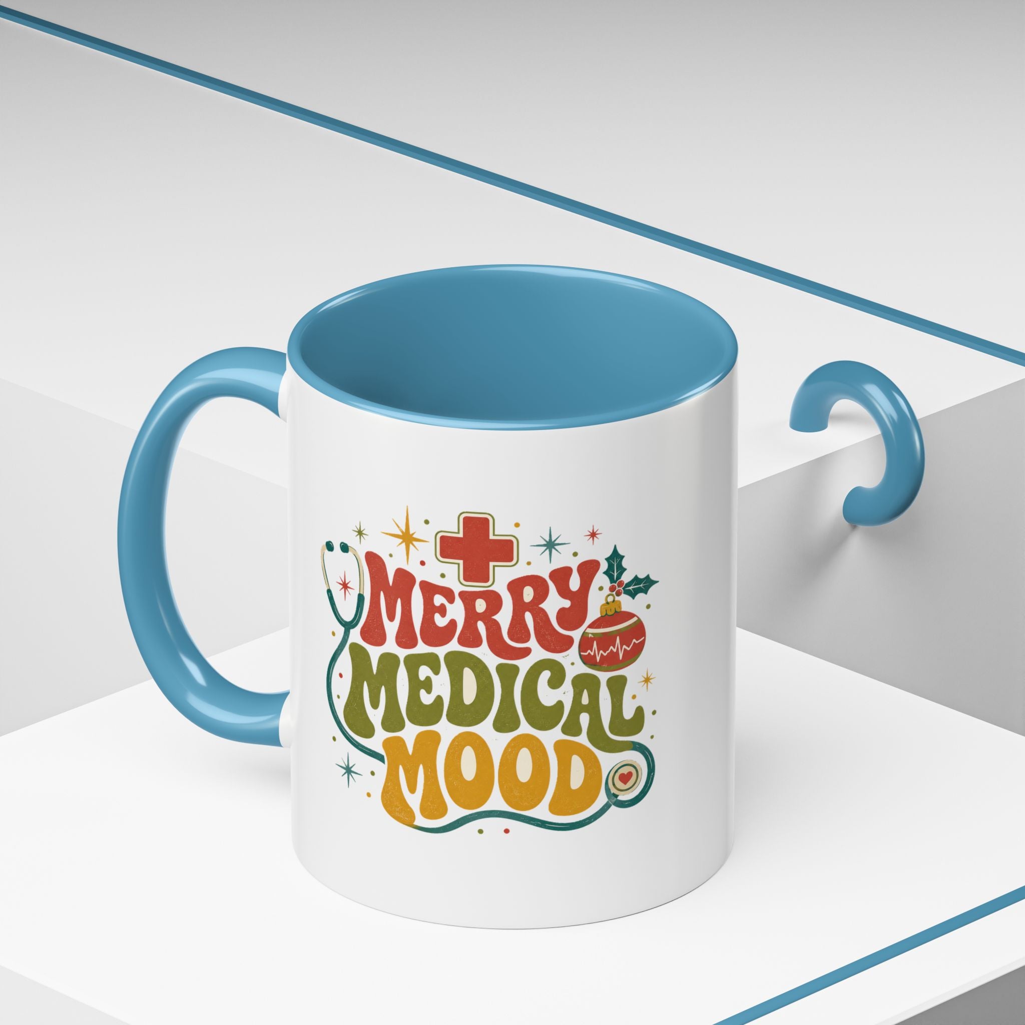 Modern Day Christmas Merry Medical Mood Accent Coffee Mug — Holiday Nurse & Doctor Gift