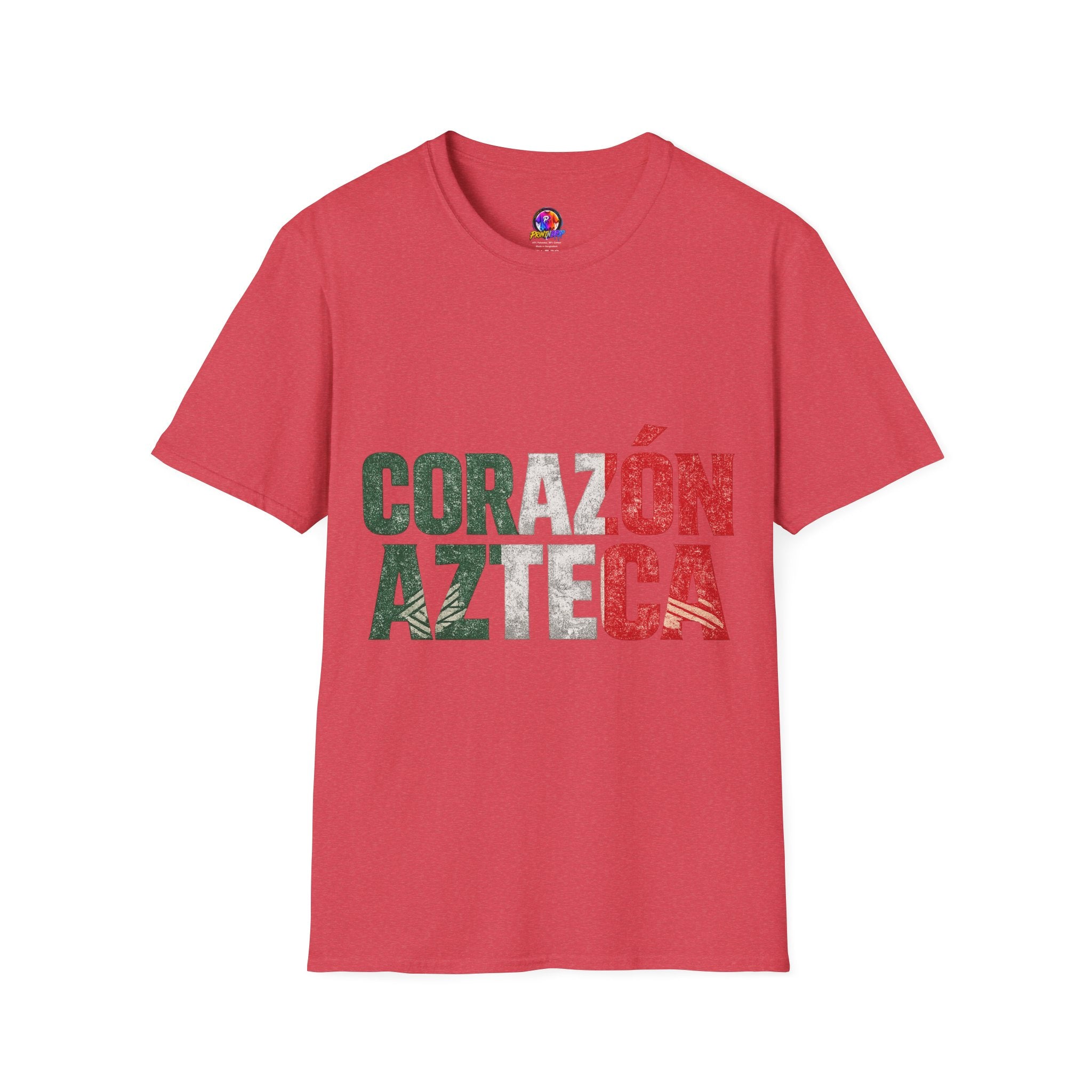 Mexico Corazón Azteca T-Shirt — Mexican Pride Flag Text Tee