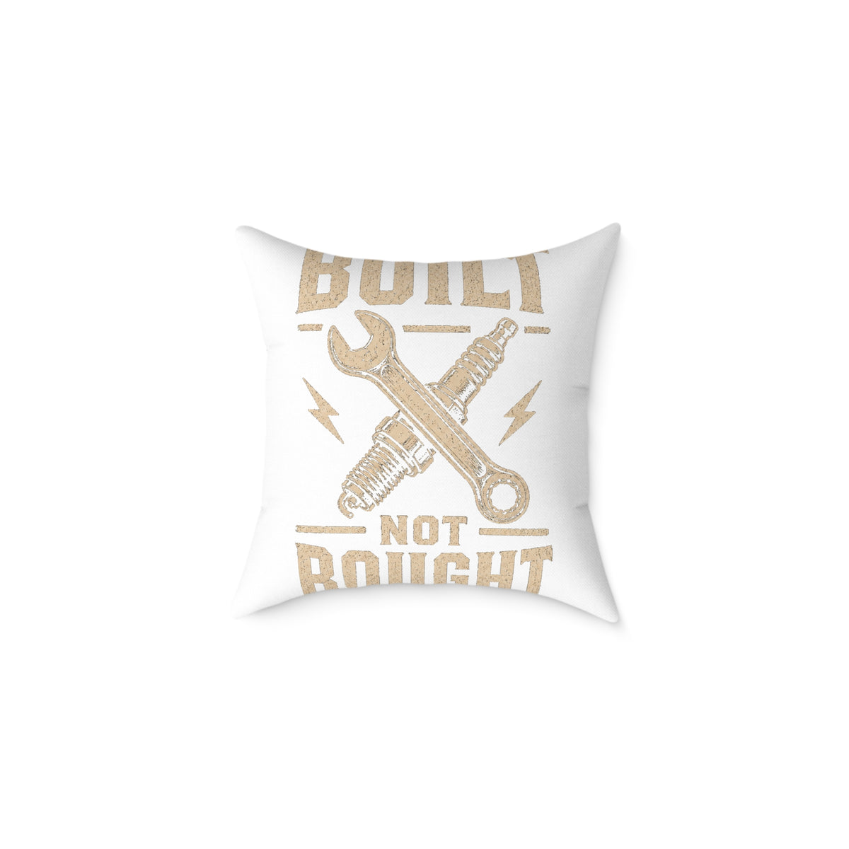 Built Not Bought Square Pillow — Mechanic Garage Decor Milo Bailey Dog Dad Mom