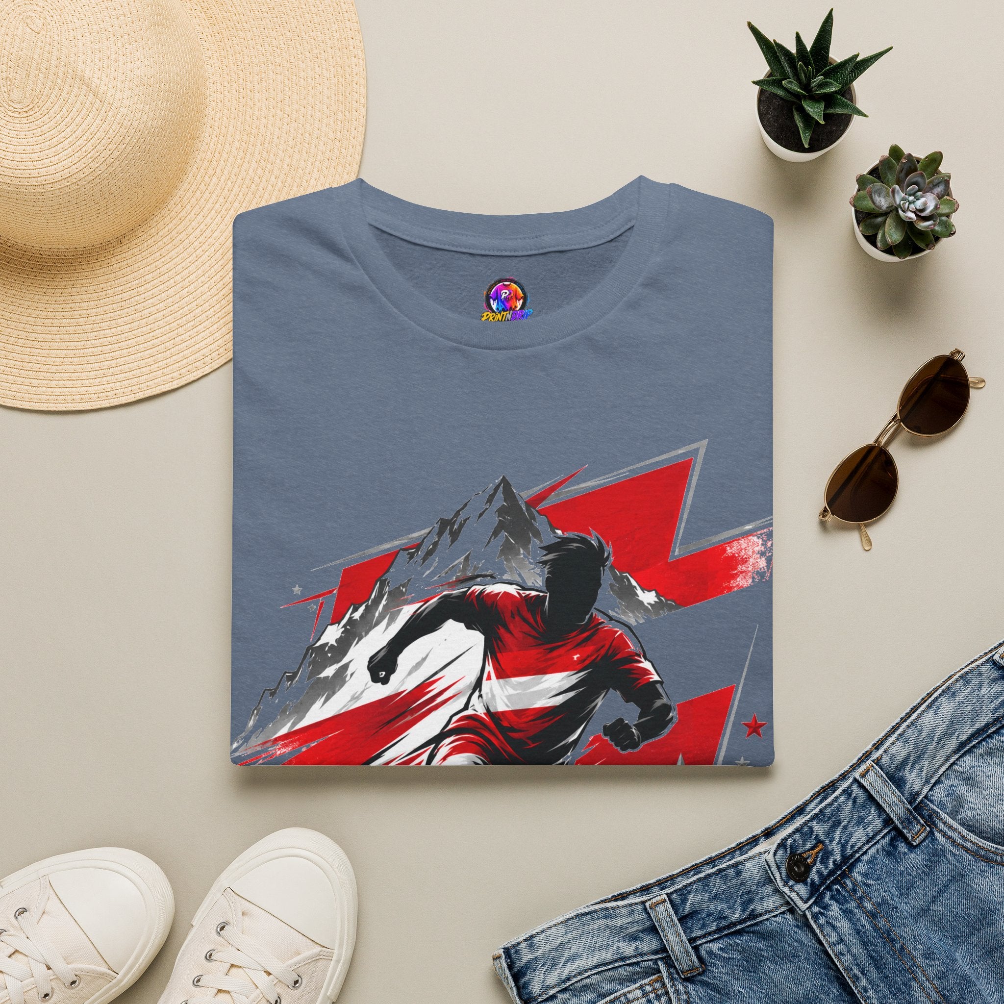 Austria  Alpine Charge Soccer T-Shirt — Mountain Football Graphic Tee -