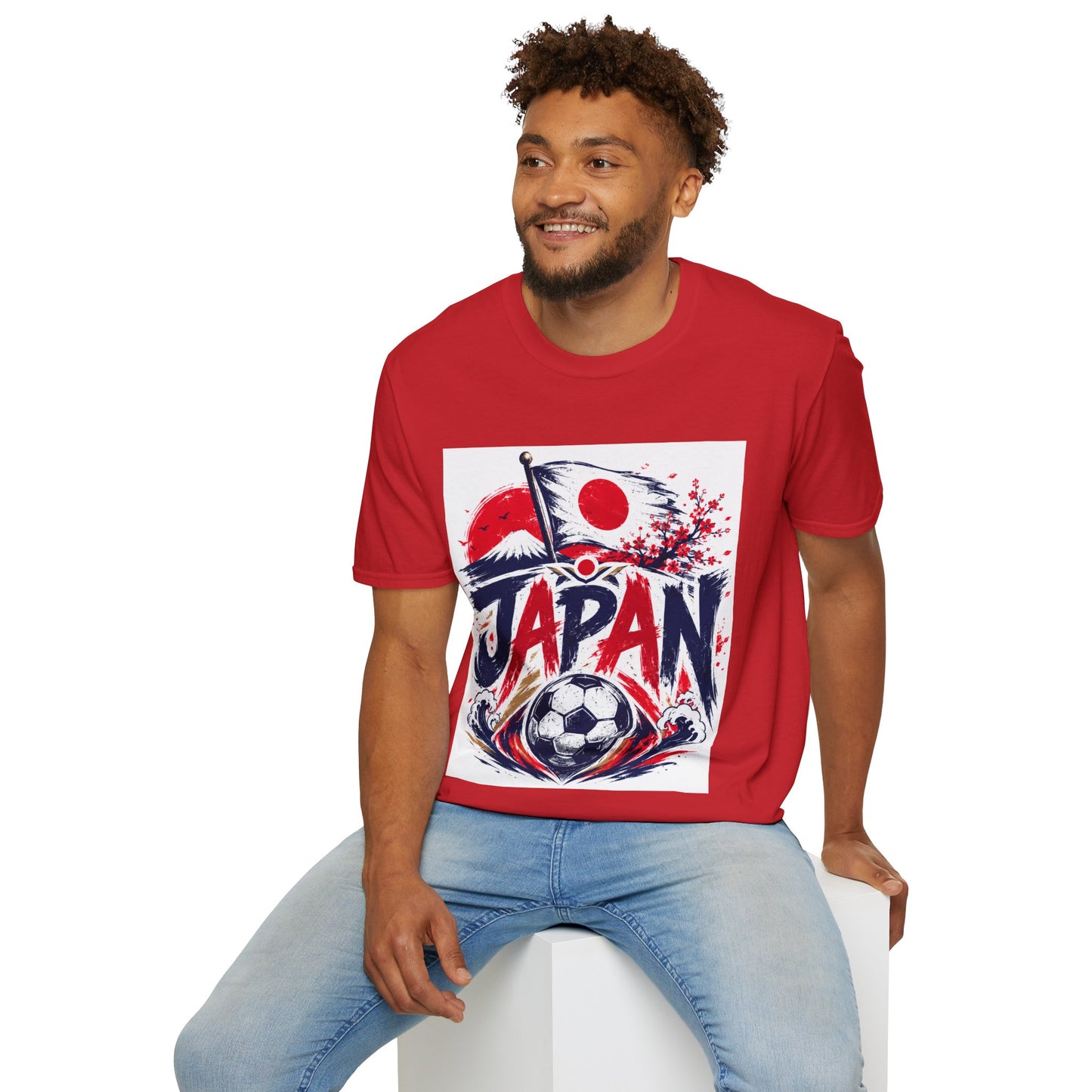 Japan Soccer T-Shirt — Japanese Flag & Cherry Blossom Football Graphic