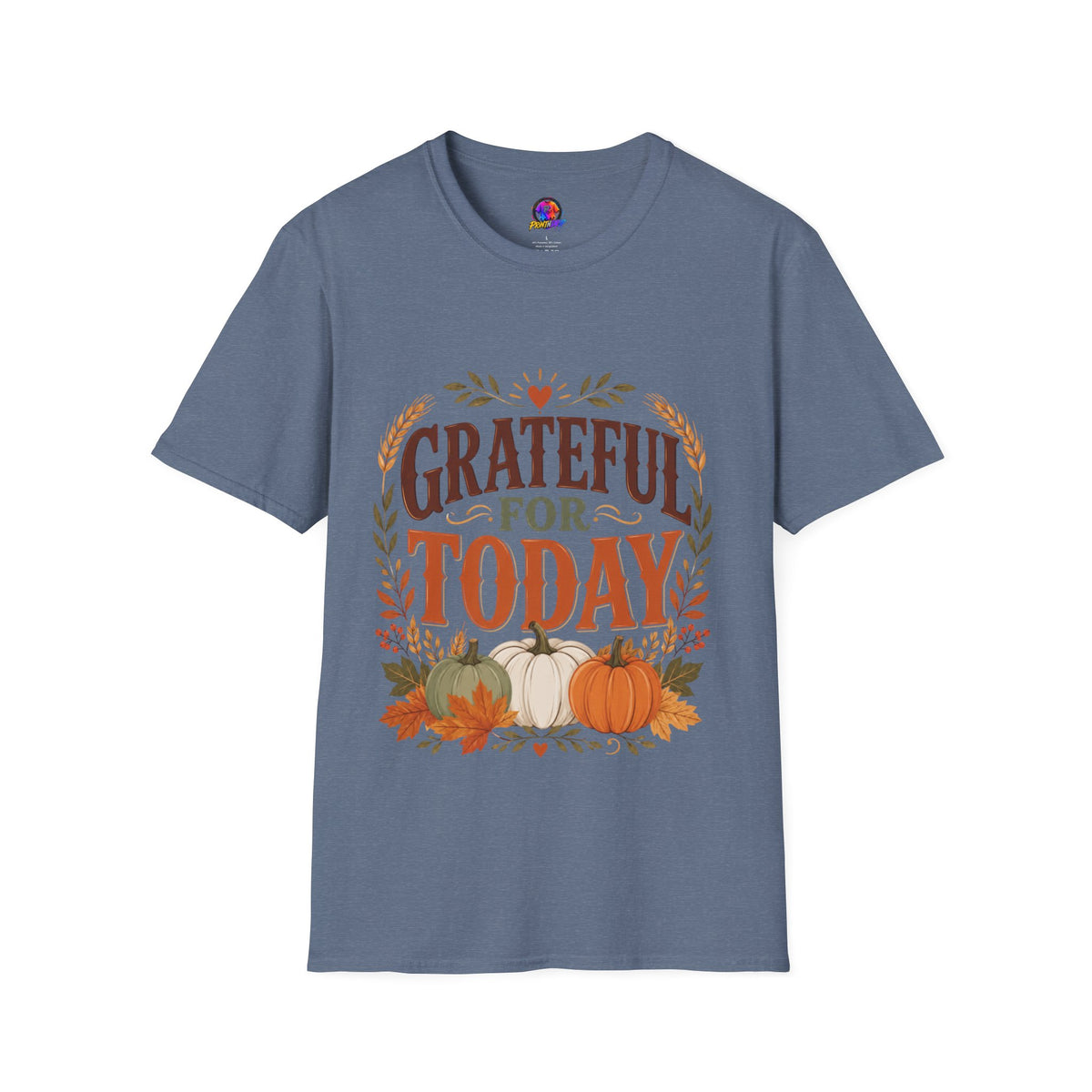 Thanksgiving T-Shirt Grateful For Today T-Shirt — Fall Pumpkin Thanksgiving Casual Tee