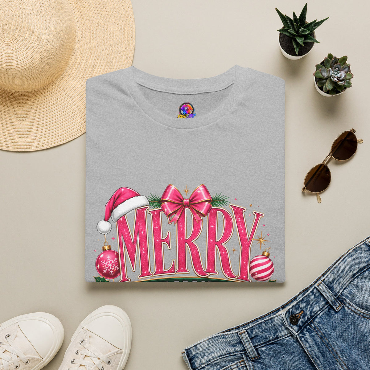 Christmas T-Shirt — "Merry But Make It Pink" Holiday Tee